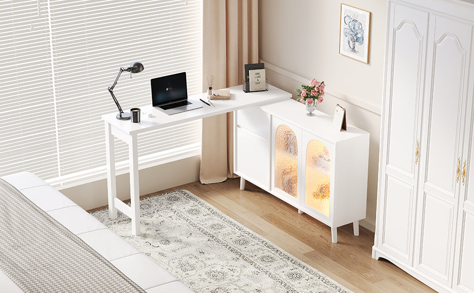 Logidon LED bureau 2-in-1 dressoir wit 120x40x78 cm