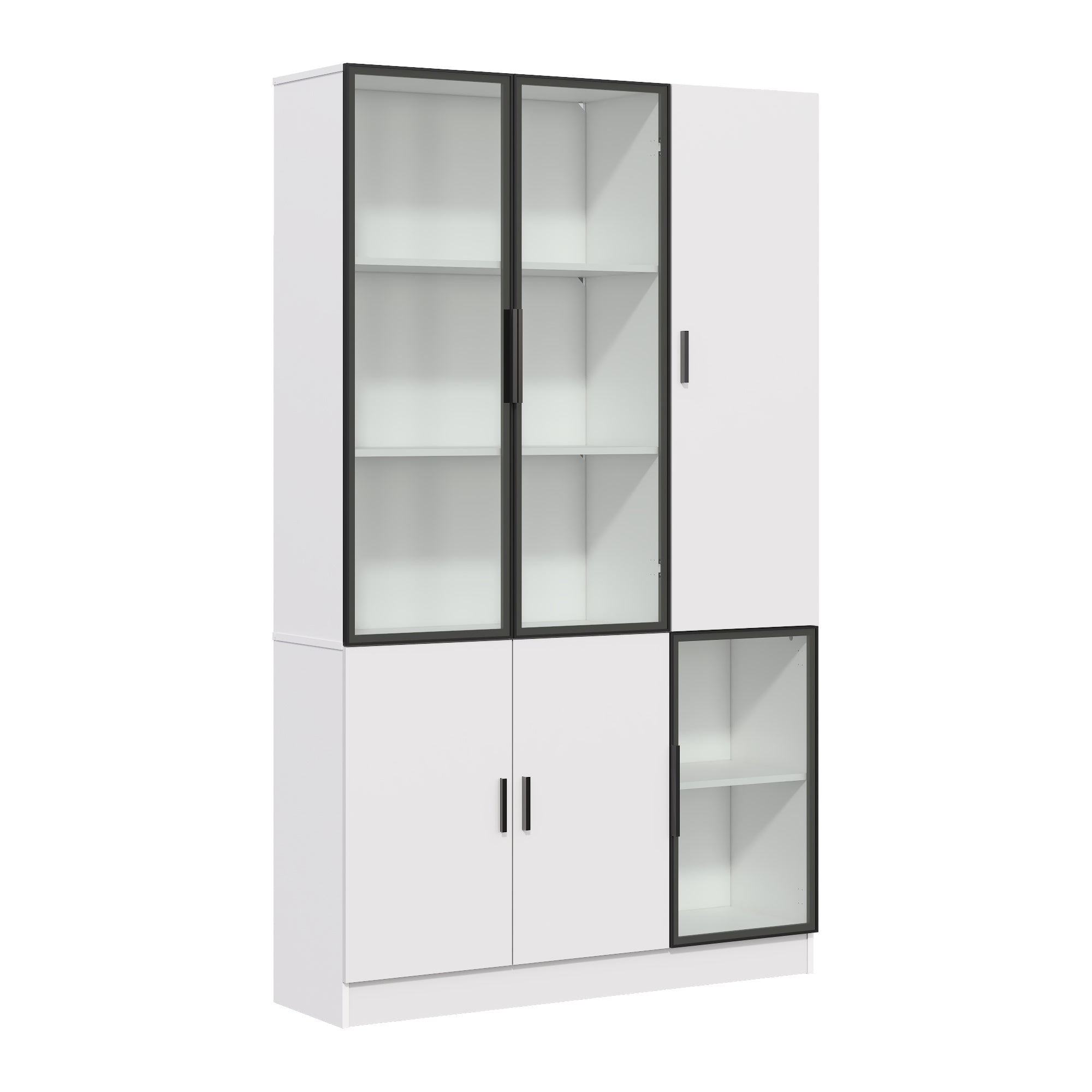 Logidon vitrinekast 120x35x200 cm wit met glazen deuren LED