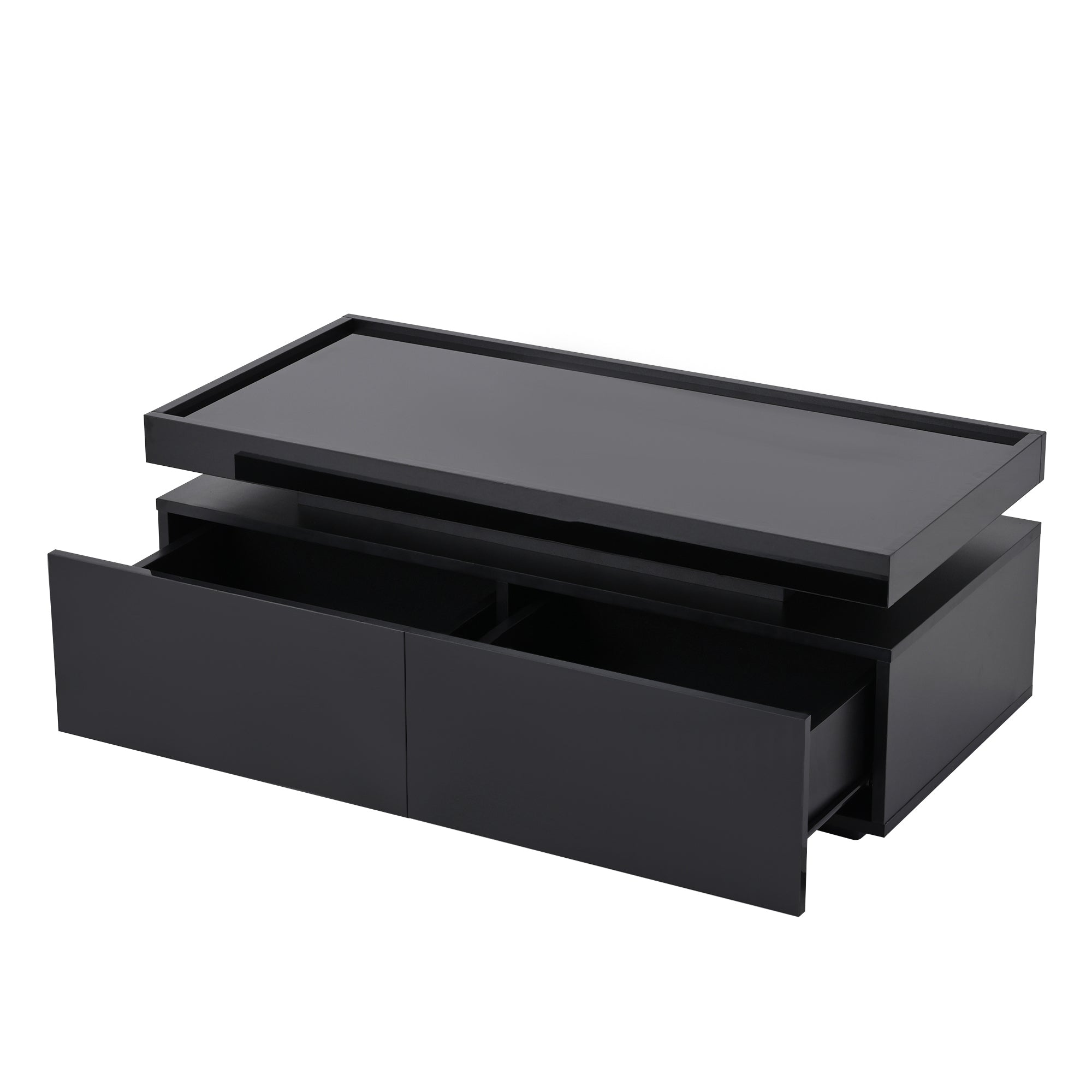 Logidon hoogglans salontafel 95x45x35 cm met LED verlichting zwart
