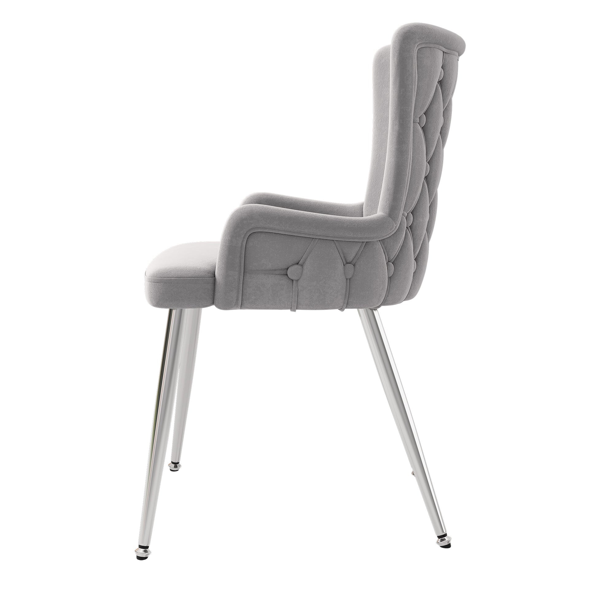 Logidon fluwelen eetkamerstoelen set van 4 grijs met metalen poten
