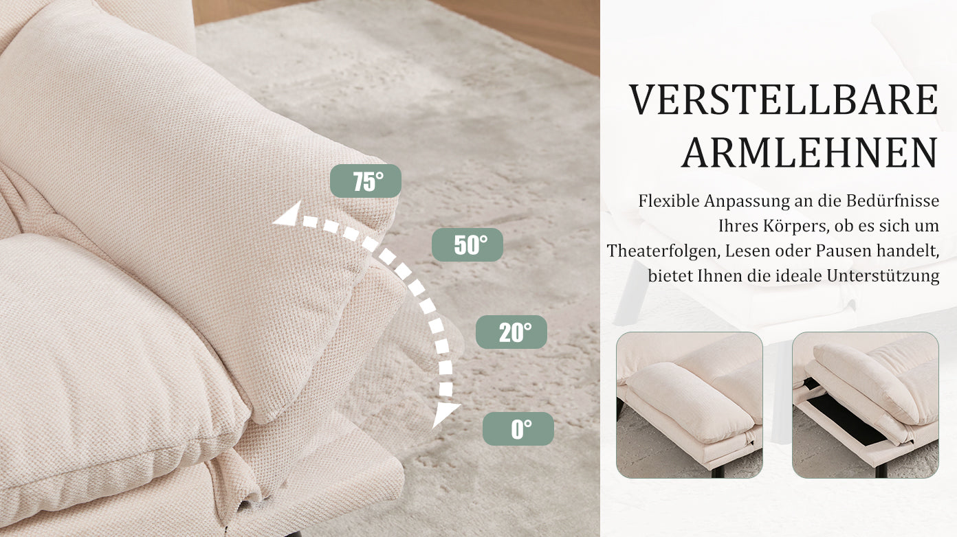 Logidon Moderne Tweezits Chenille Bank Beige Fluweel 165 x 90 x 76 cm