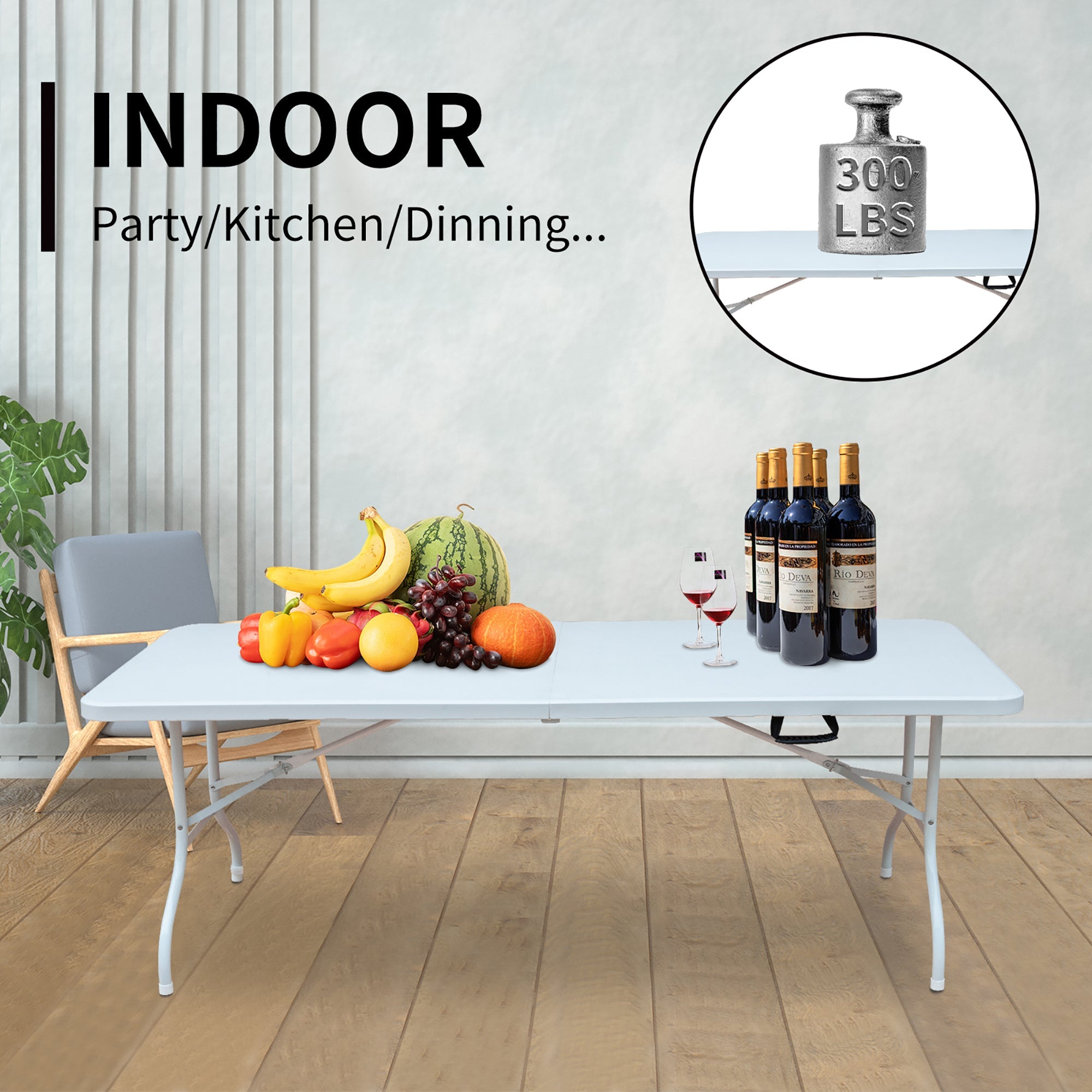 Logidon klaptafel 180 cm wit, in hoogte verstelbaar, stabiel