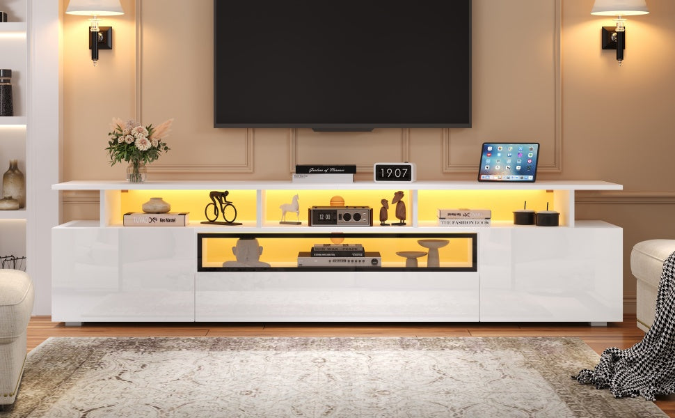 Logidon TV-meubel wit 180x38x45 cm met LED-verlichting 2 deuren 1 lade