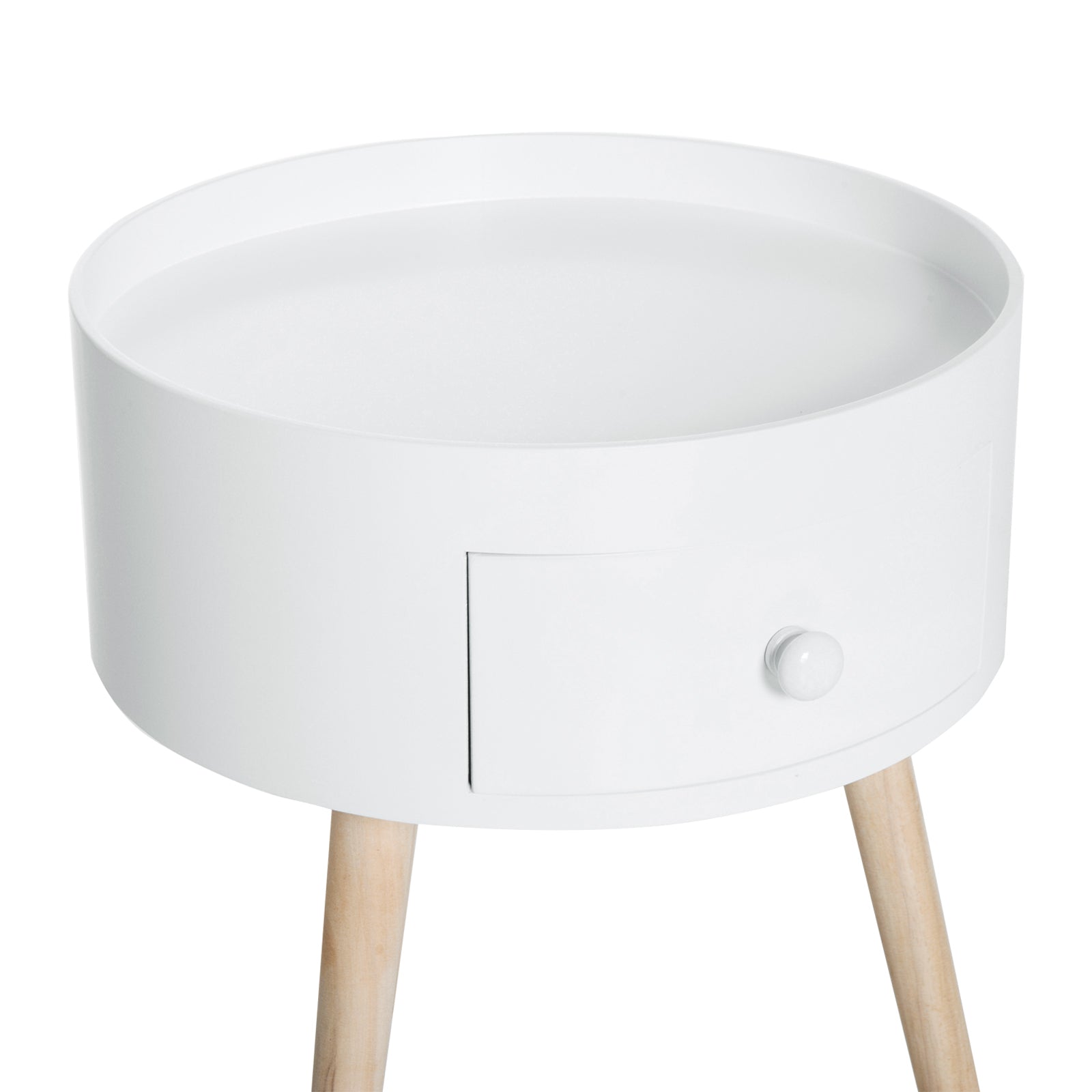 Logidon Ronde Bijzettafel Met Lade Wit 38x38x45 cm Tot 50 kg