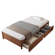 Logidon kinderbed 90x200 roodbruin houten bed met 2 lades en wielen