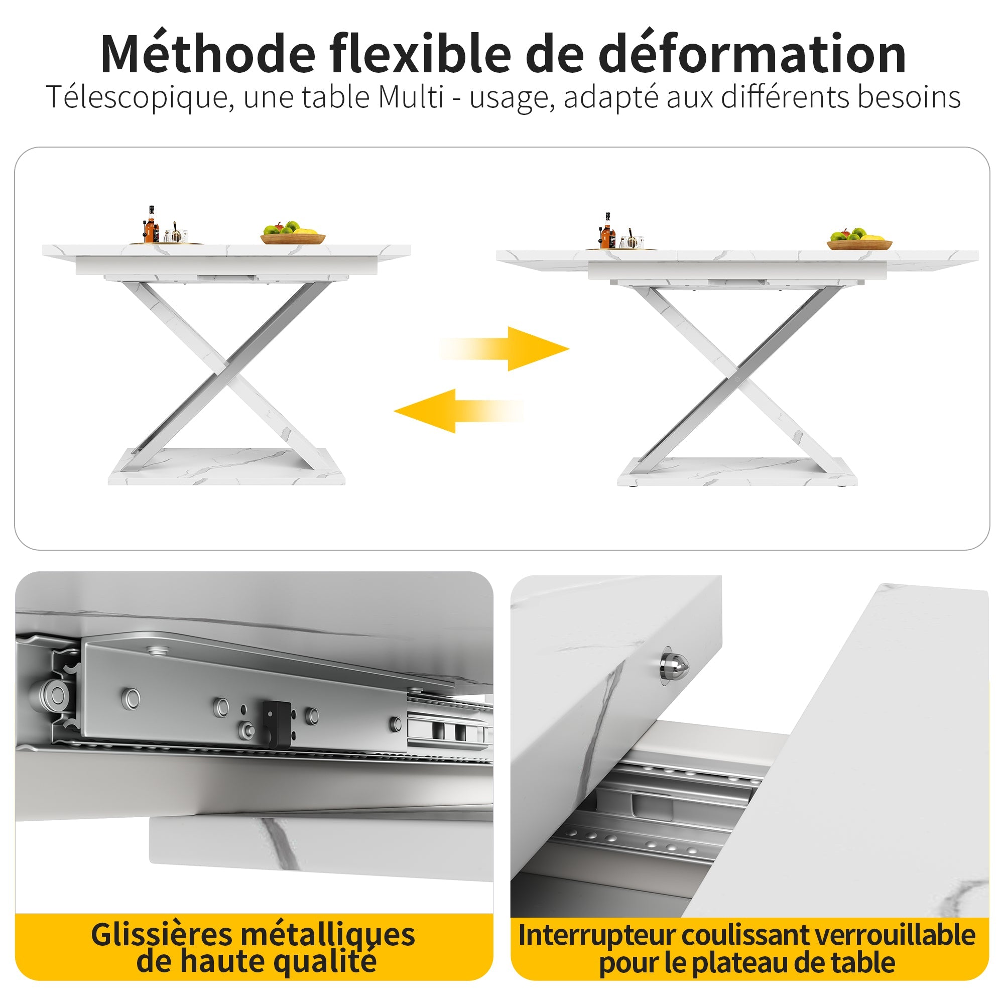 Logidon Uitschuifbare eettafel wit 118-157 cm met gekruiste poten