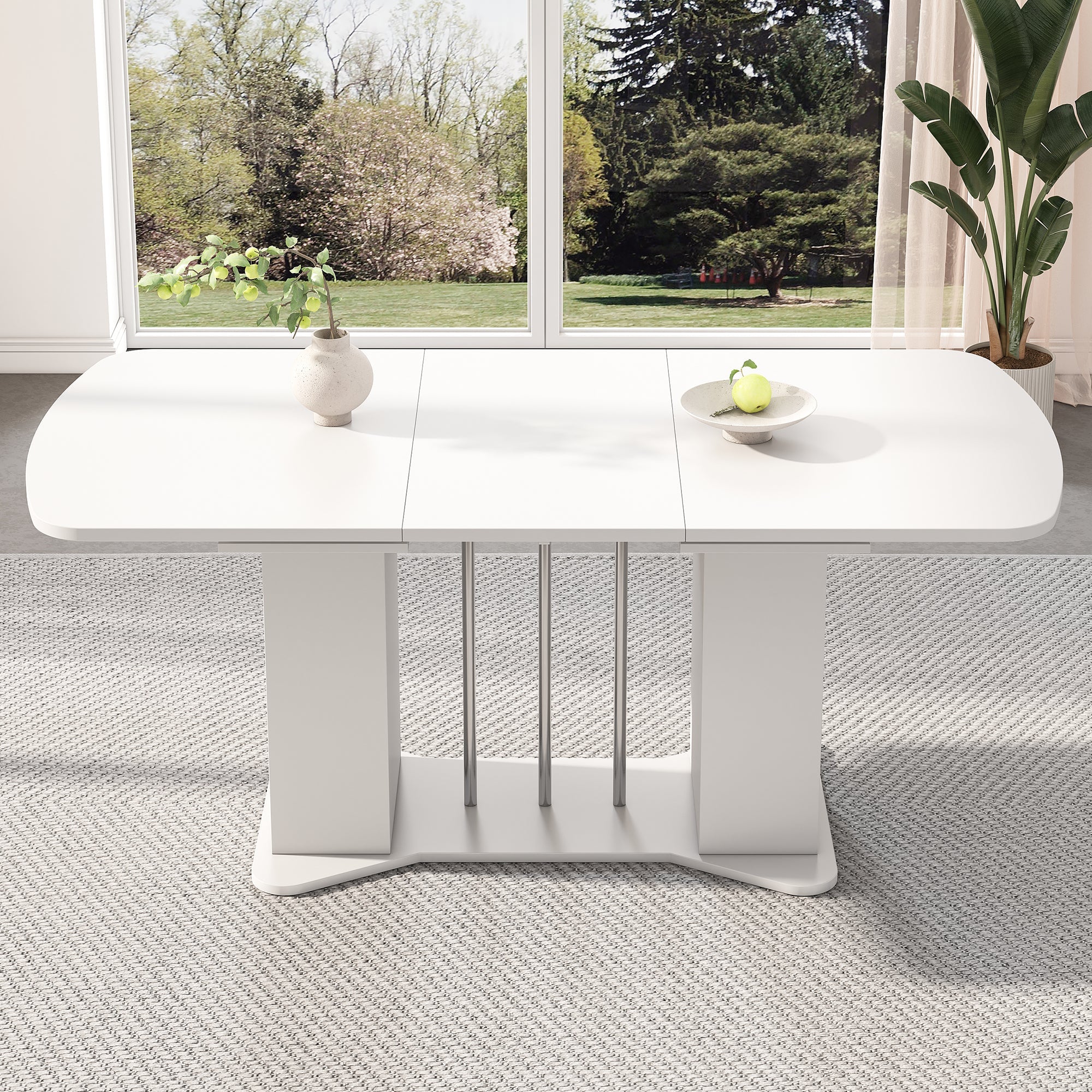 Logidon uitschuifbare eettafel 120/160x80 wit met opbergpoten