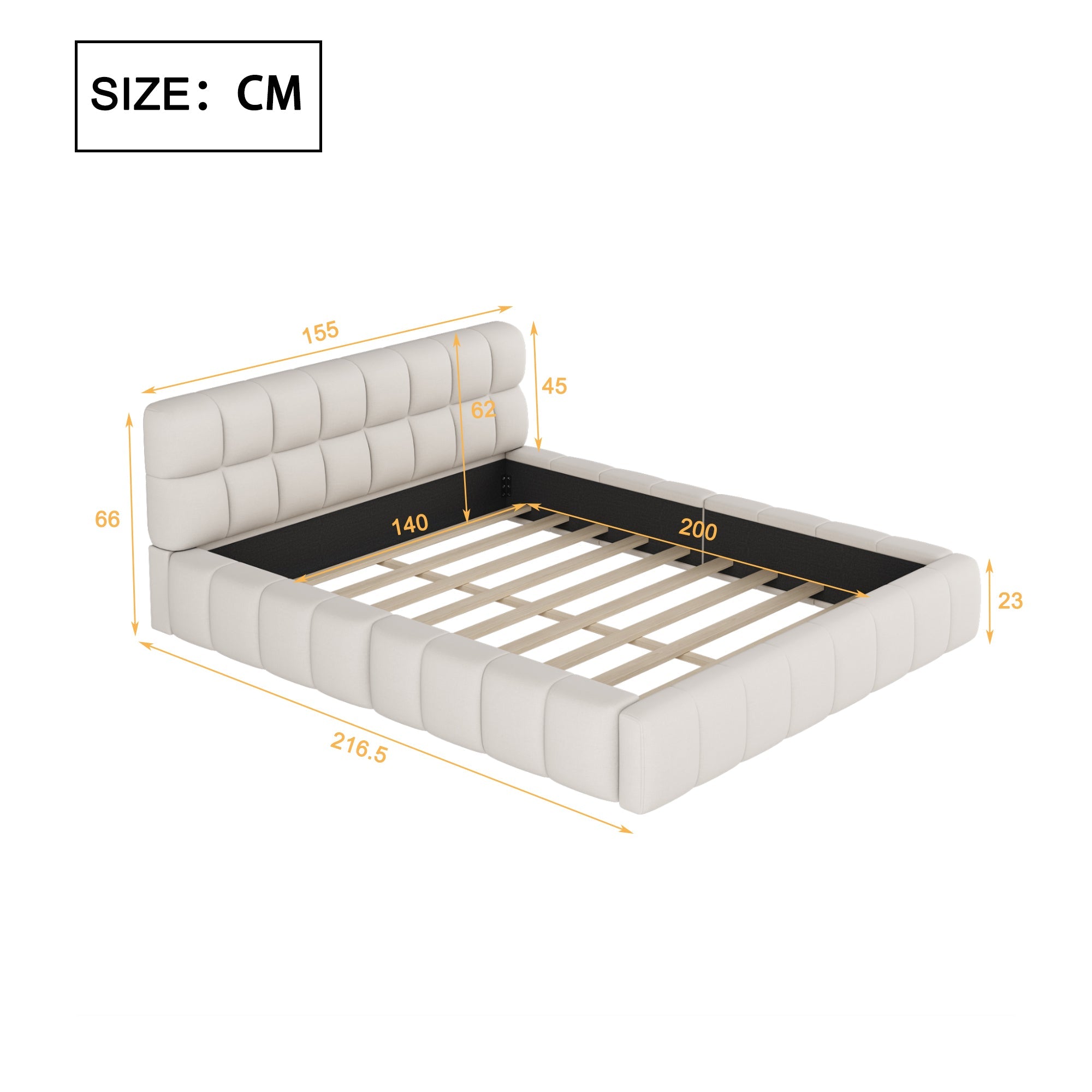 Logidon gestoffeerd bed 140x200 beige zachte rugleuning gestoffeerde rand