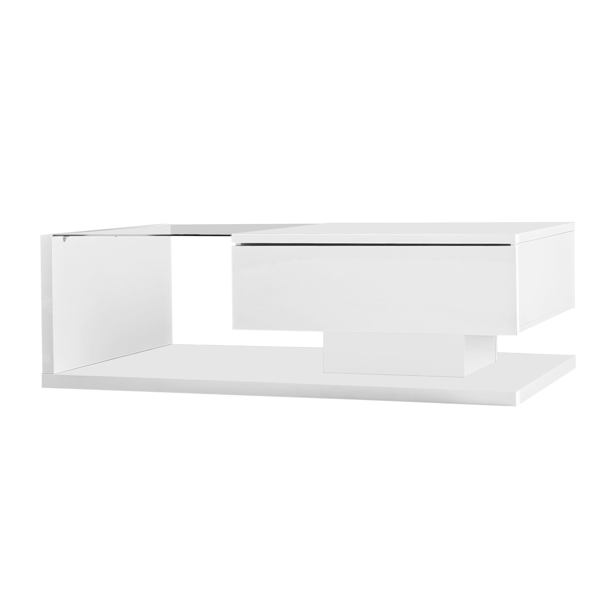 Logidon salontafel hoogglans wit glas LED 105 x 55 cm