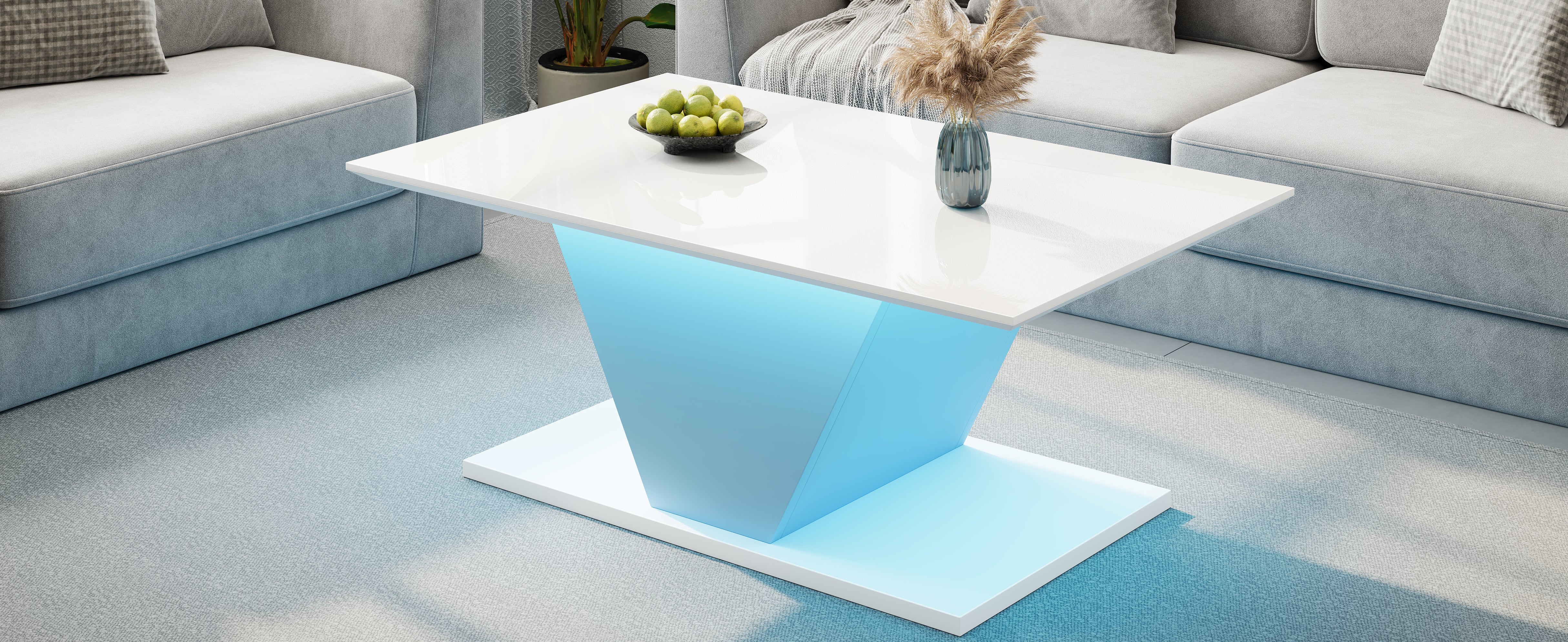 Logidon V-vorm salontafel wit hoogglans LED verlichting 100x50x46 cm