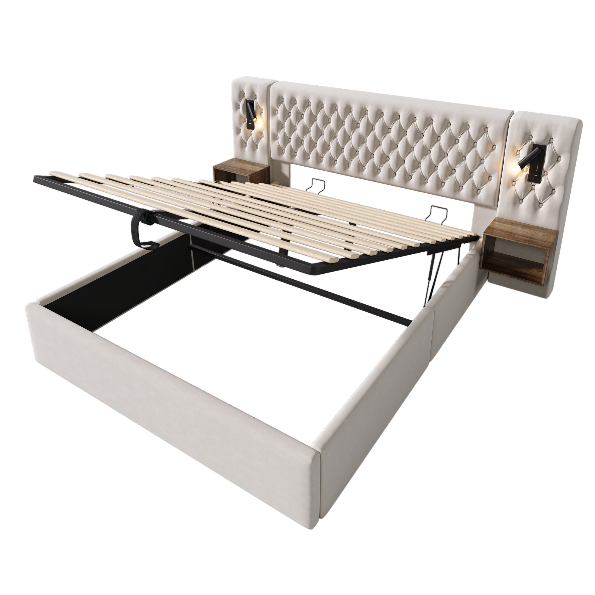 Logidon bedsysteem beige 160x200 cm hydraulisch opbergmatras