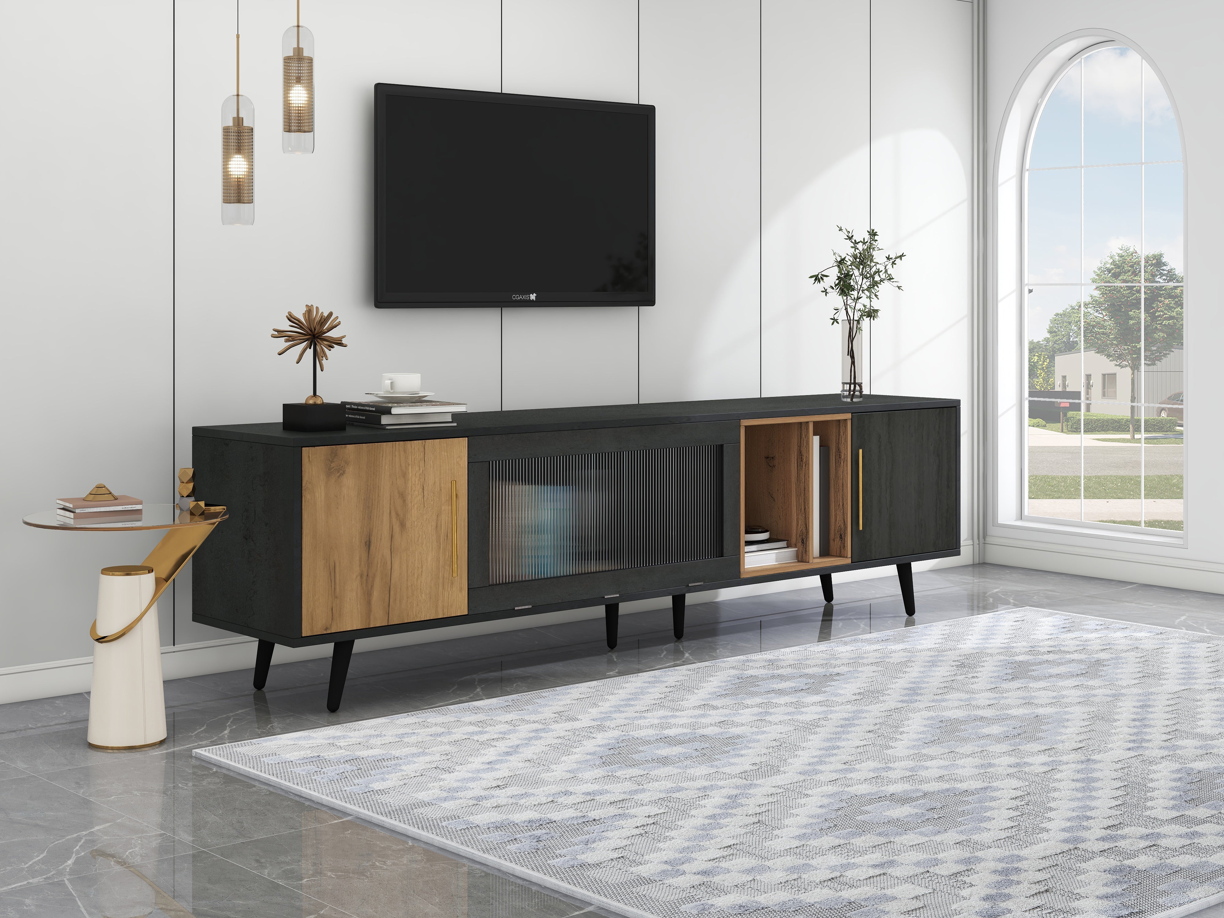 Logidon Elegant TV-meubel 200x40x55,5 cm grijze houtnerf