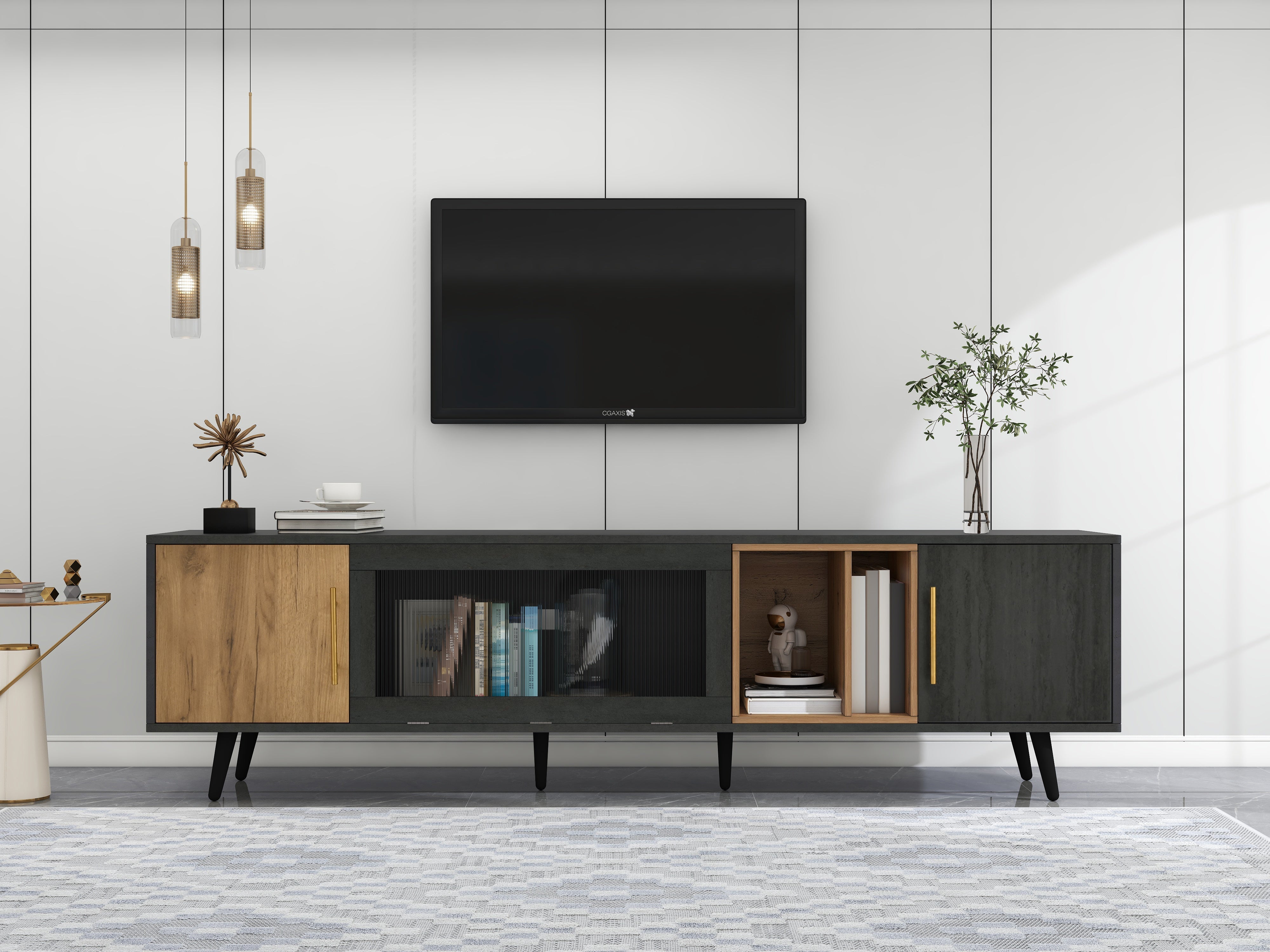 Logidon Elegant TV-meubel 200x40x55,5 cm grijze houtnerf