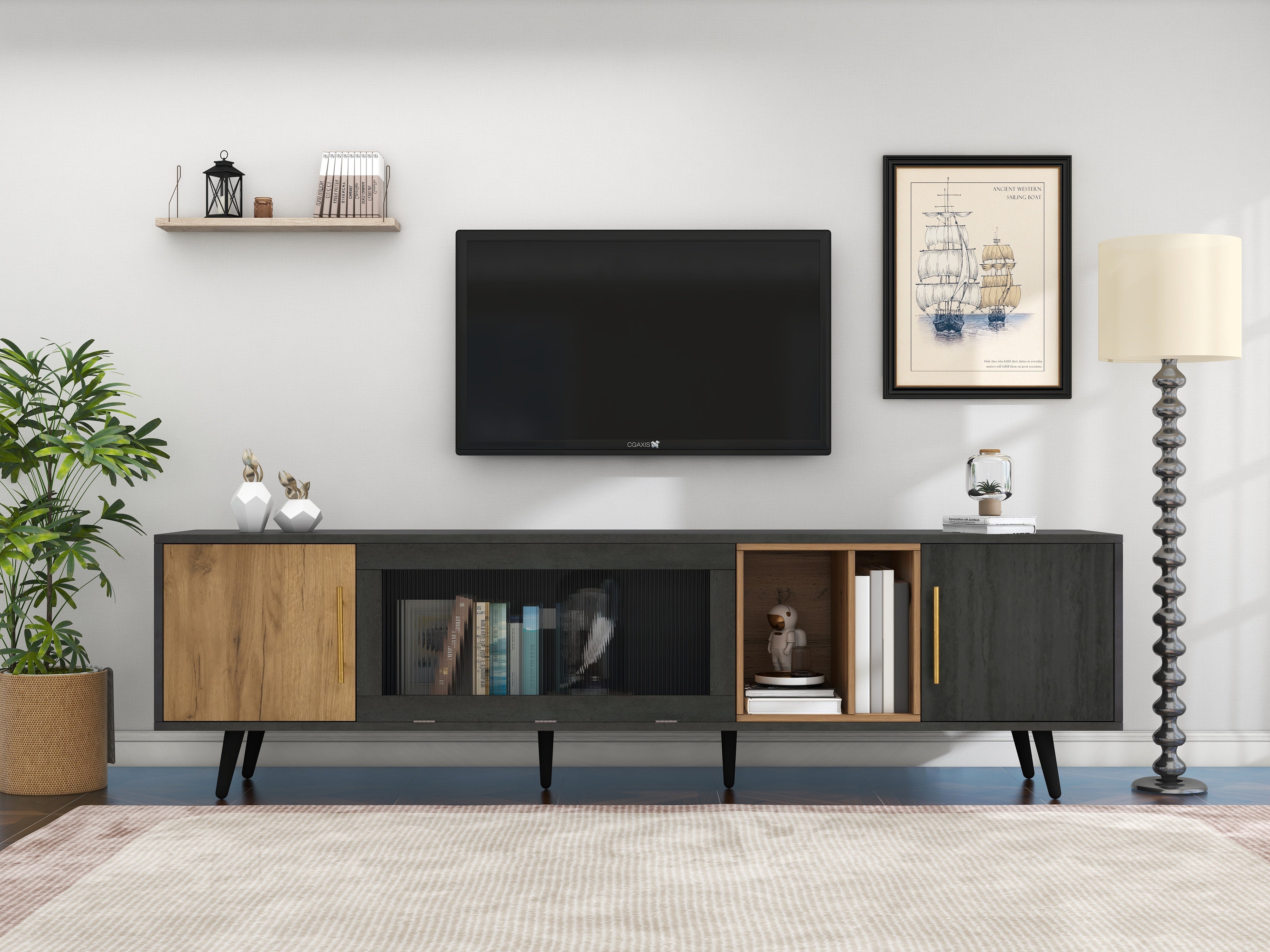 Logidon Elegant TV-meubel 200x40x55,5 cm grijze houtnerf