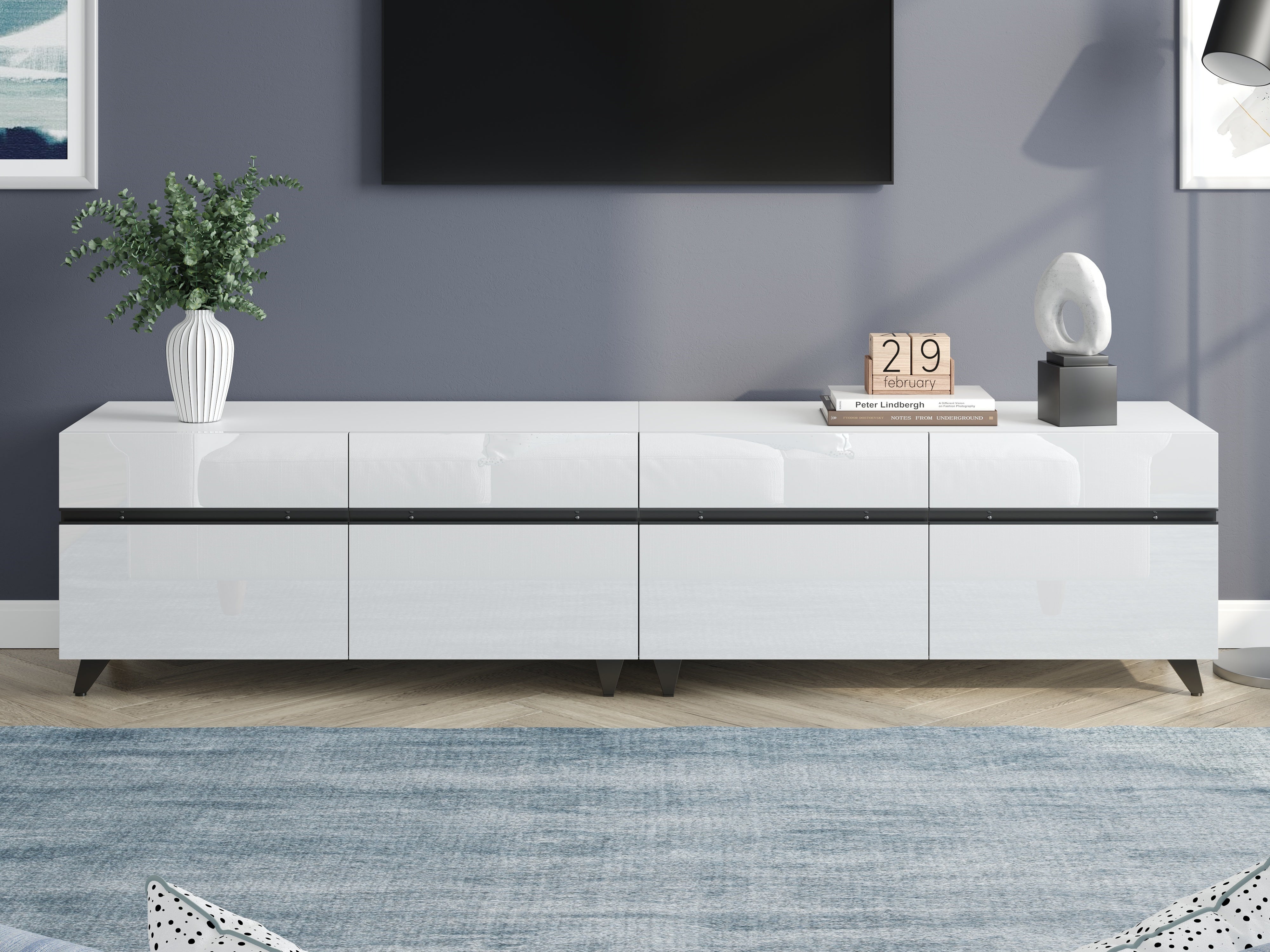 Logidon TV-meubel 180x40x49 cm wit hoogglans 4 kasten