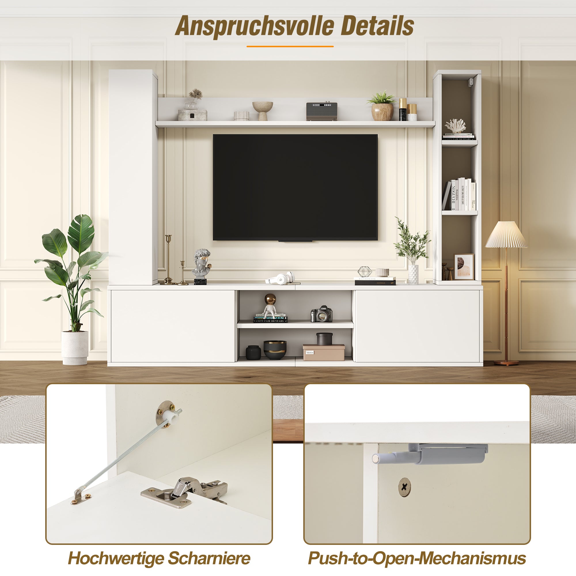 Logidon TV wandmeubel wit 180x35x33,5 cm compleet 4 delen