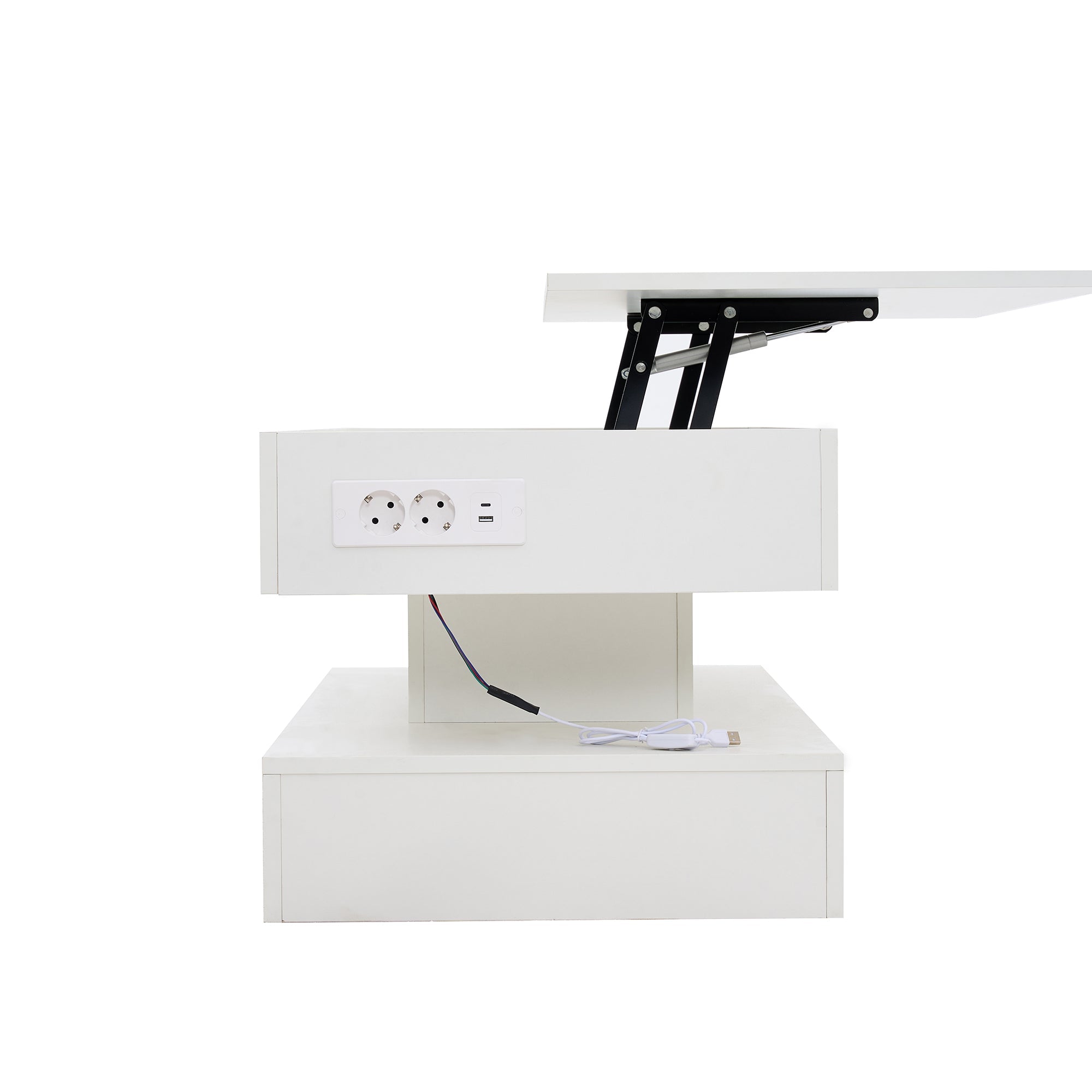 Logidon salontafel LED-verlichting en opbergruimte wit 100x50 cm