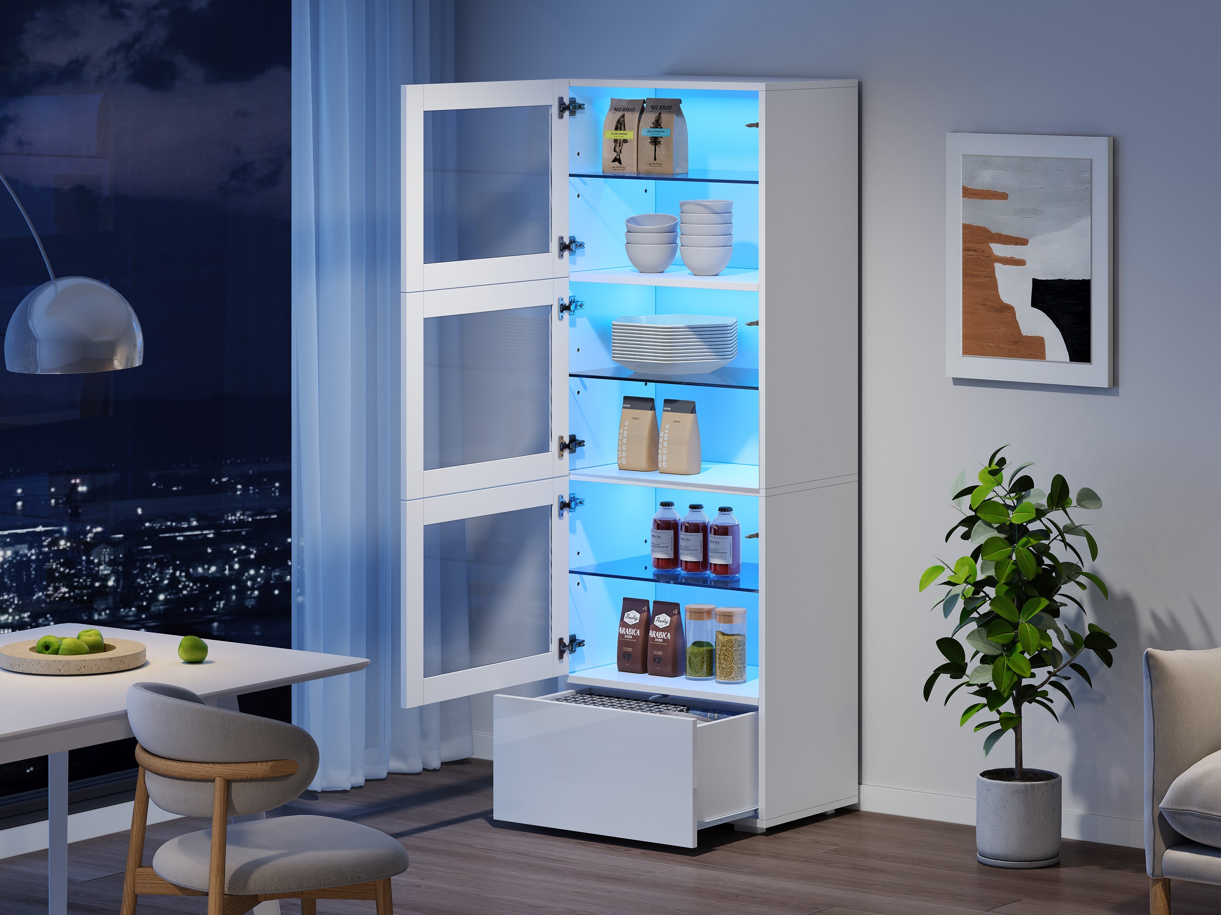 Logidon vitrine 60x40x173 cm wit hoogglans LED verlichting
