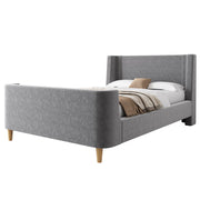 Logidon kinderbed gestoffeerd bed 90x200 grijs fluweel kosmisch patroon