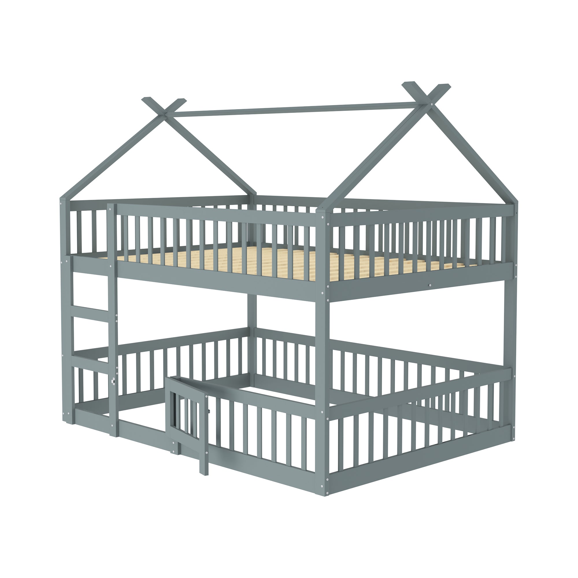 Logidon Kinderstapelbed 140x200 grijs met trap Loft Design