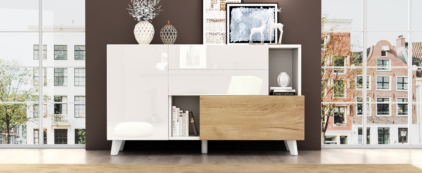 Logidon dressoir hoogglans wit 130x40x70 cm met opbergruimte
