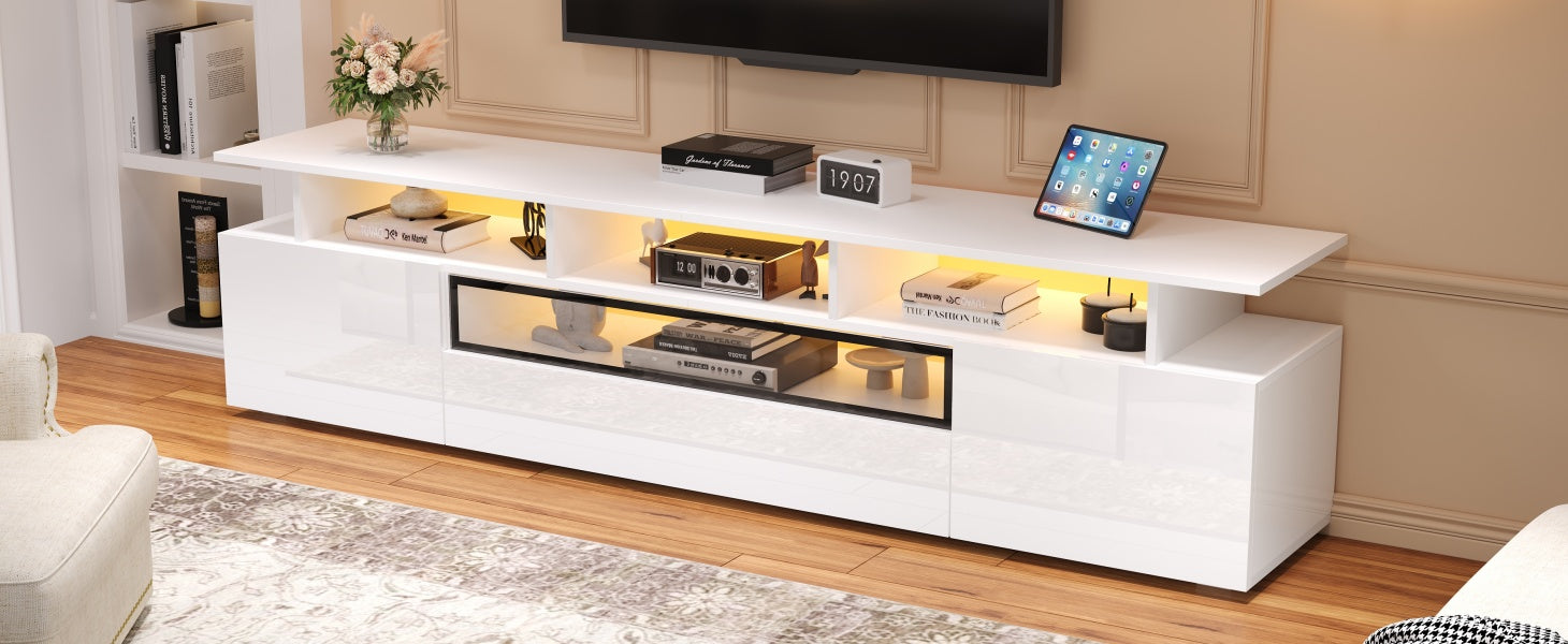 Logidon TV-meubel wit 180x38x45 cm met LED-verlichting 2 deuren 1 lade