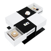 Logidon Moderne Salontafel Zwart Wit 70x70x35,5 cm Met 2 Laden