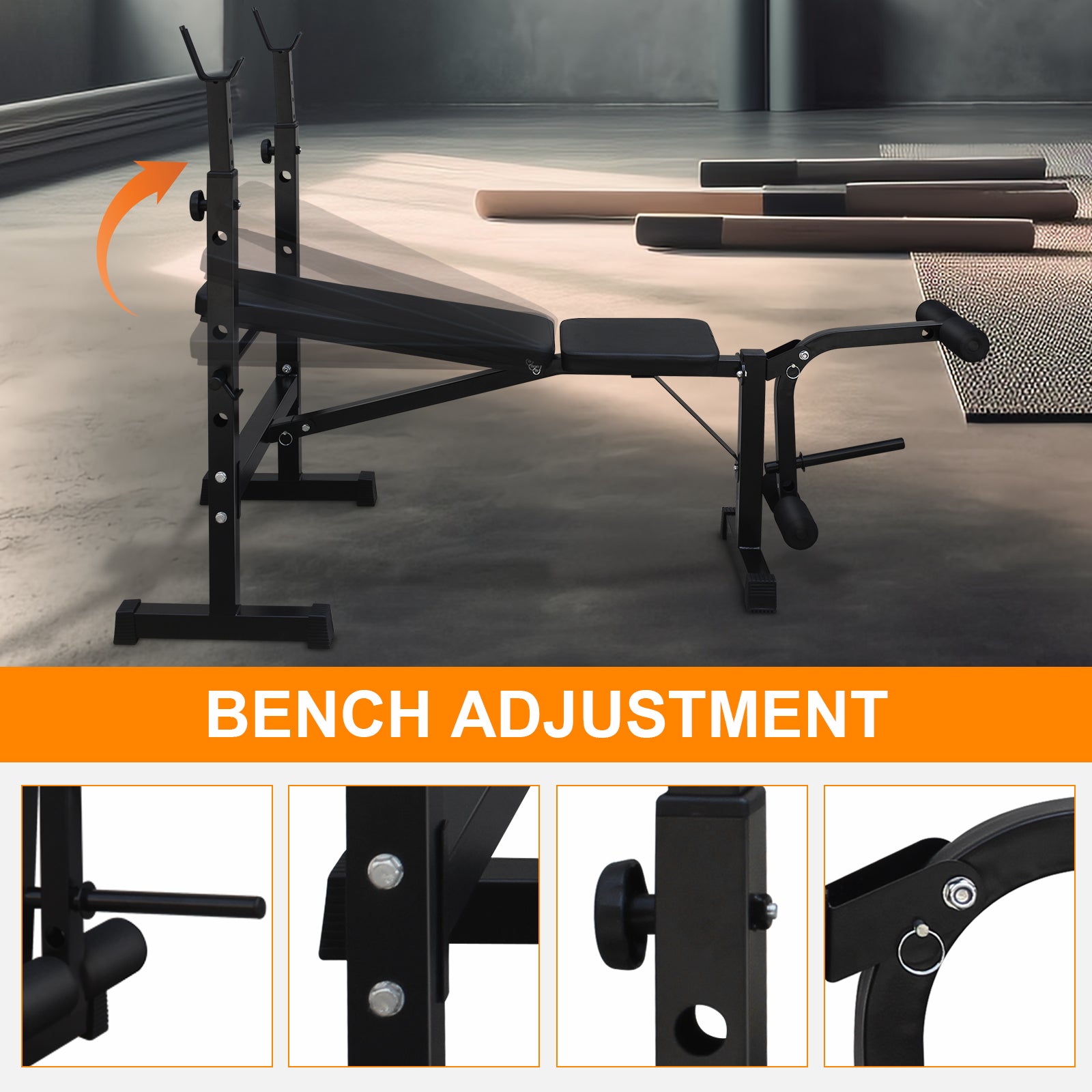 Logidon Olympic Weight Bench with Squat Rack Adjustable Black