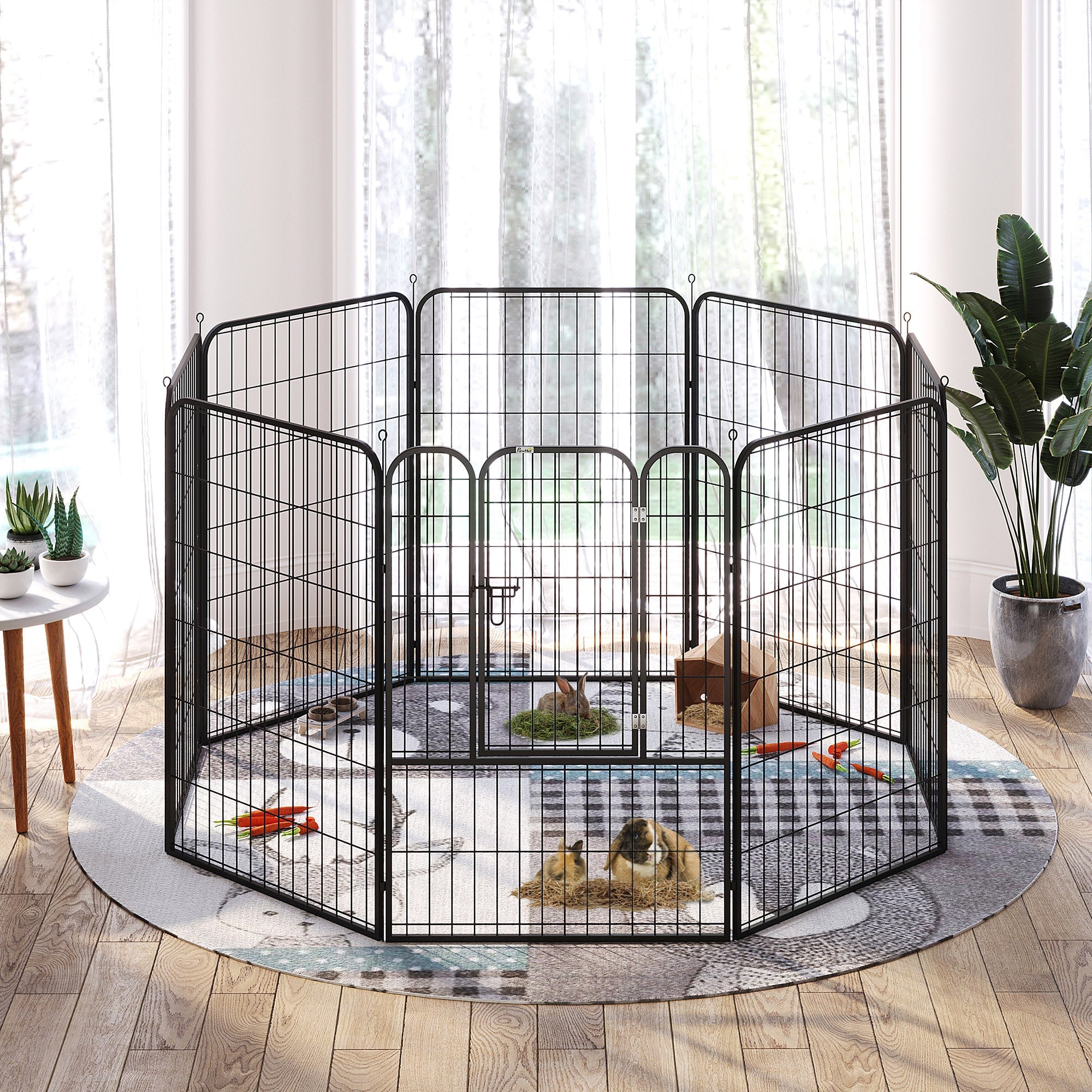 Logidon Puppy Run Zwart metalen box met deur 79x100 cm