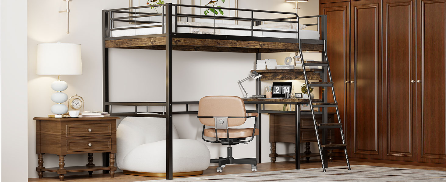 Logidon hoogslaper 90x200 cm met bureaurelingladder zwart