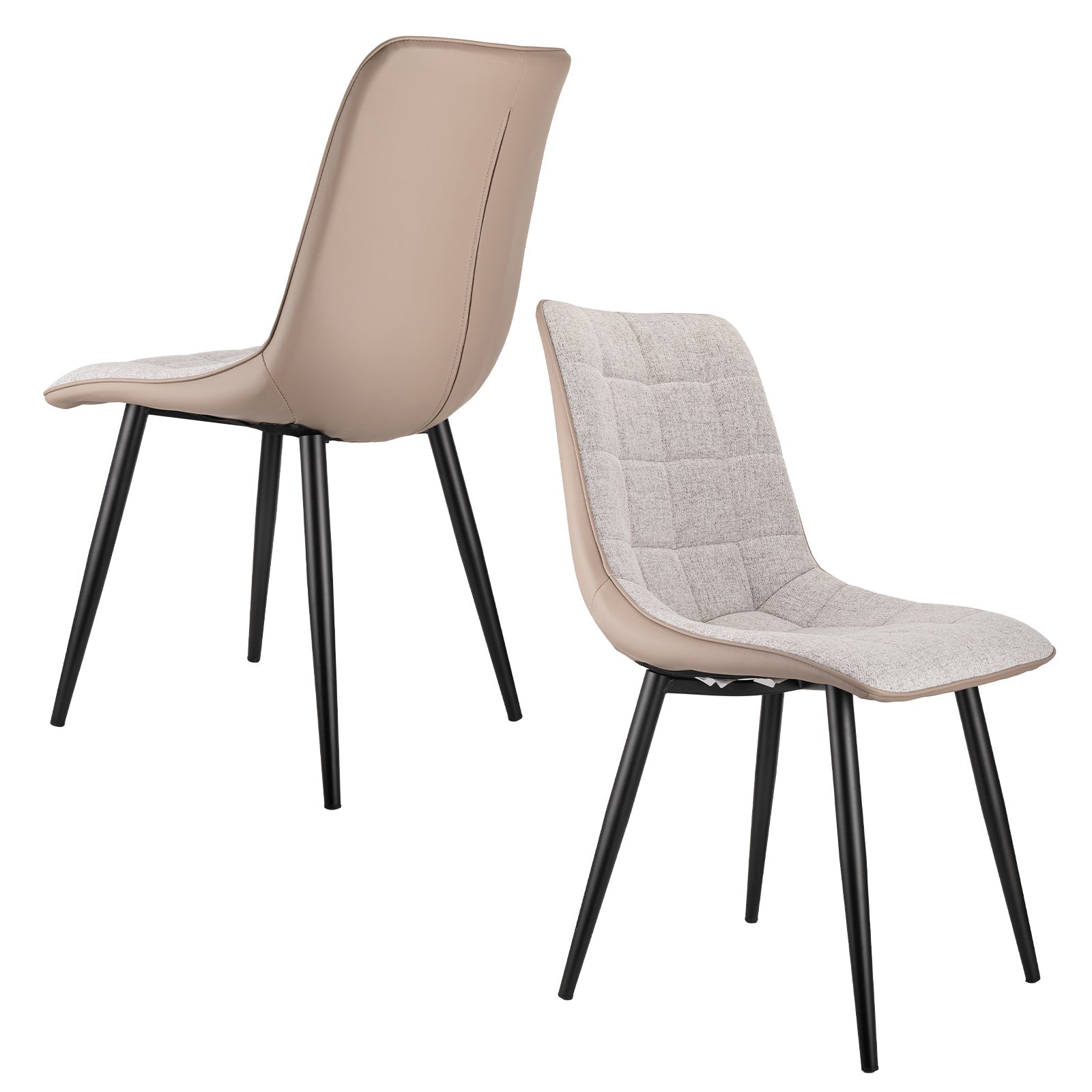 Logidon set van 2 gestoffeerde stoelen grijs linnen stof kunstleer metalen frame