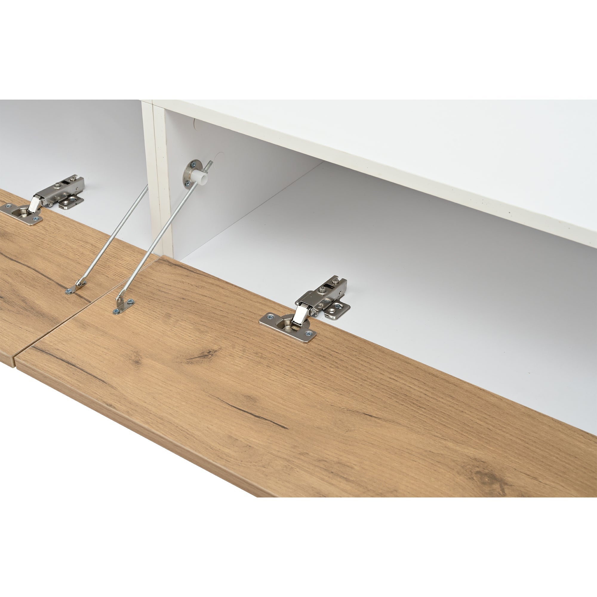 Logidon TV wandmeubel 180 cm wit houtlook met vitrinekasten