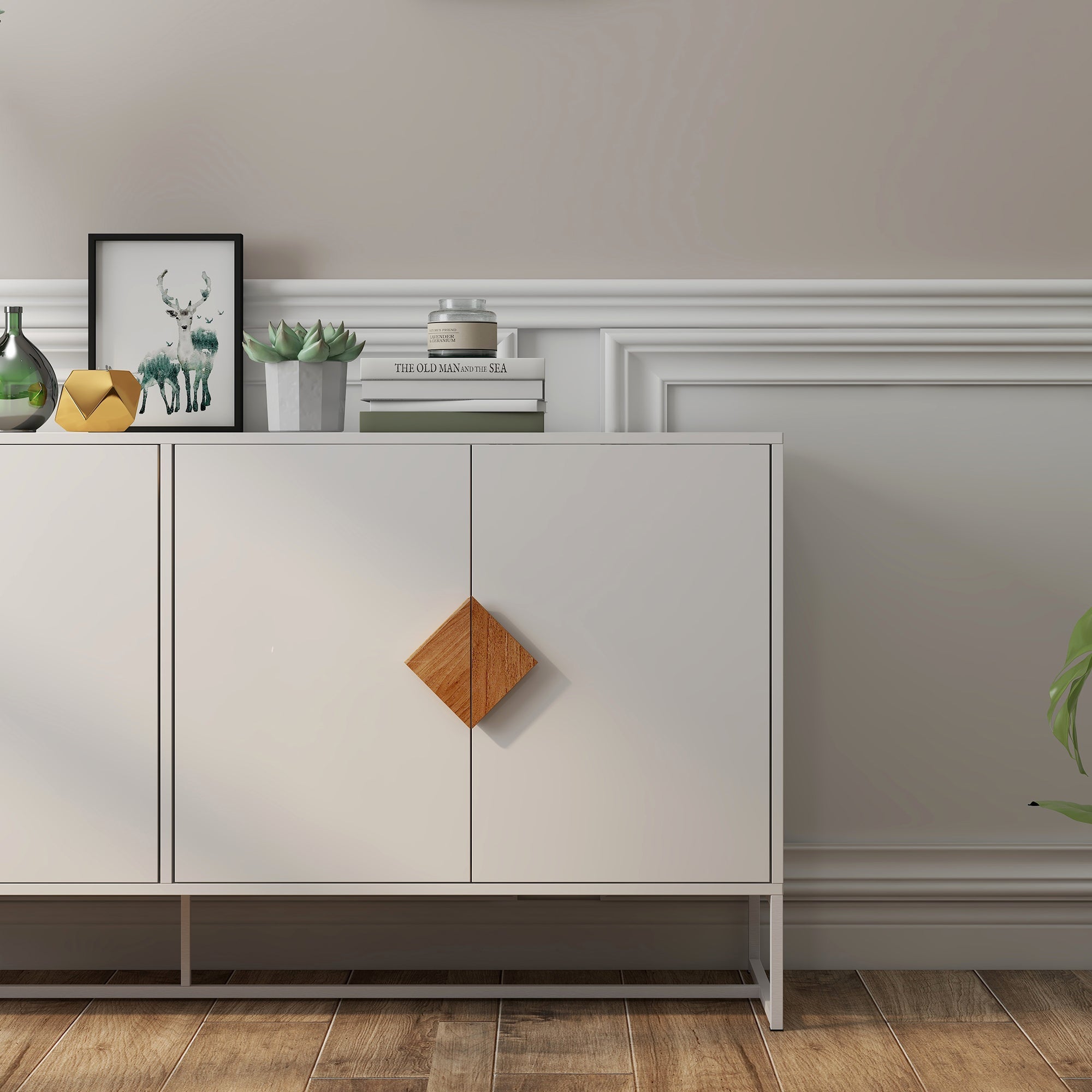 Logidon Wit Dressoir 160 cm met 4 deuren en dubbele opbergruimte