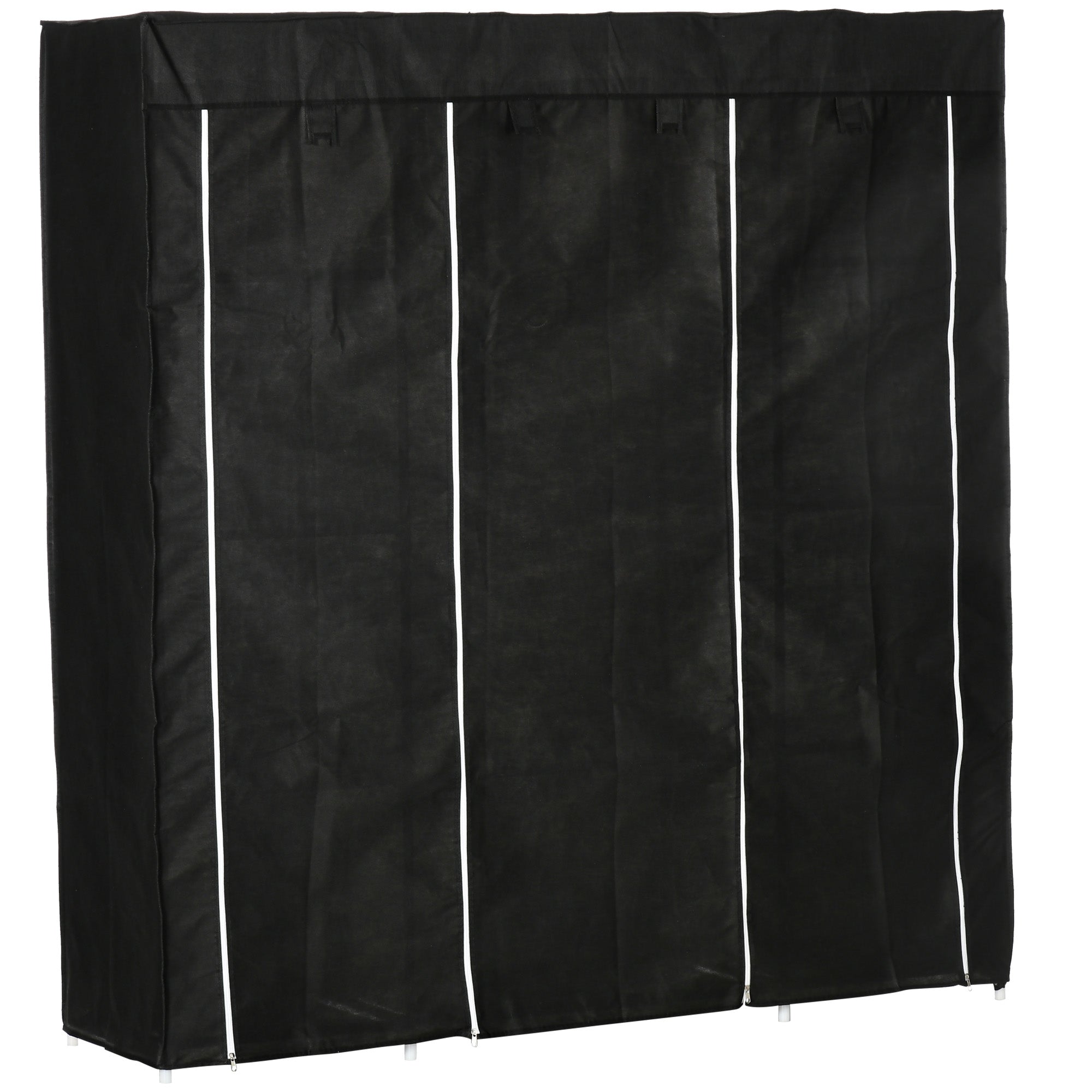 Logidon stoffen kledingkast met ritssluiting zwart 150x43x162 cm