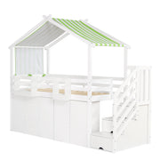 Logidon Kinderstapelbed 90x200 cm witgroen met kledingkast