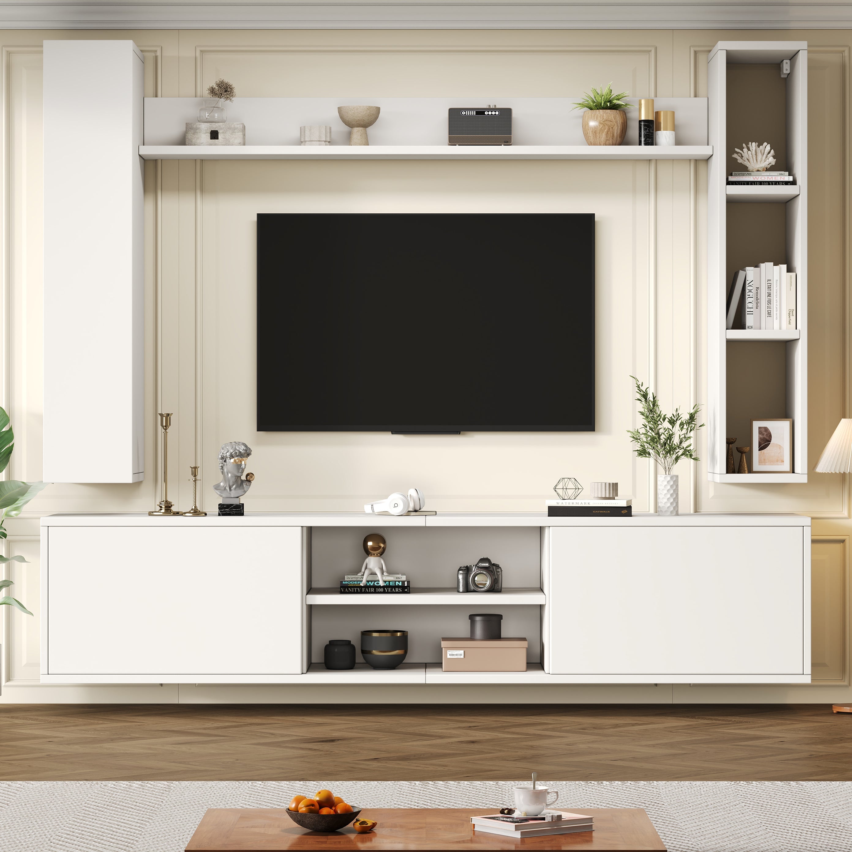 Logidon TV wandmeubel wit 180x35x33,5 cm compleet 4 delen
