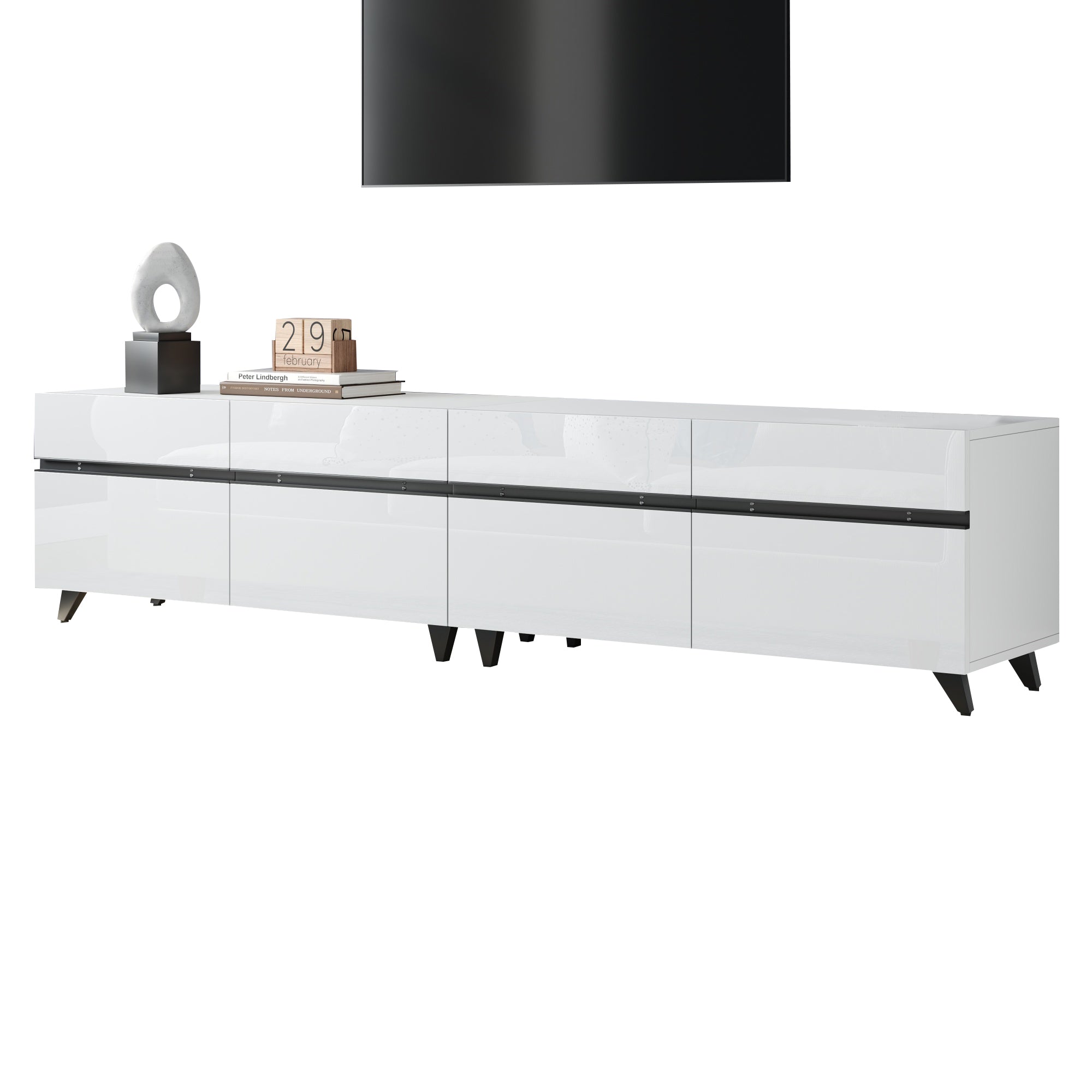 Logidon TV-meubel 180x40x49 cm wit hoogglans 4 kasten