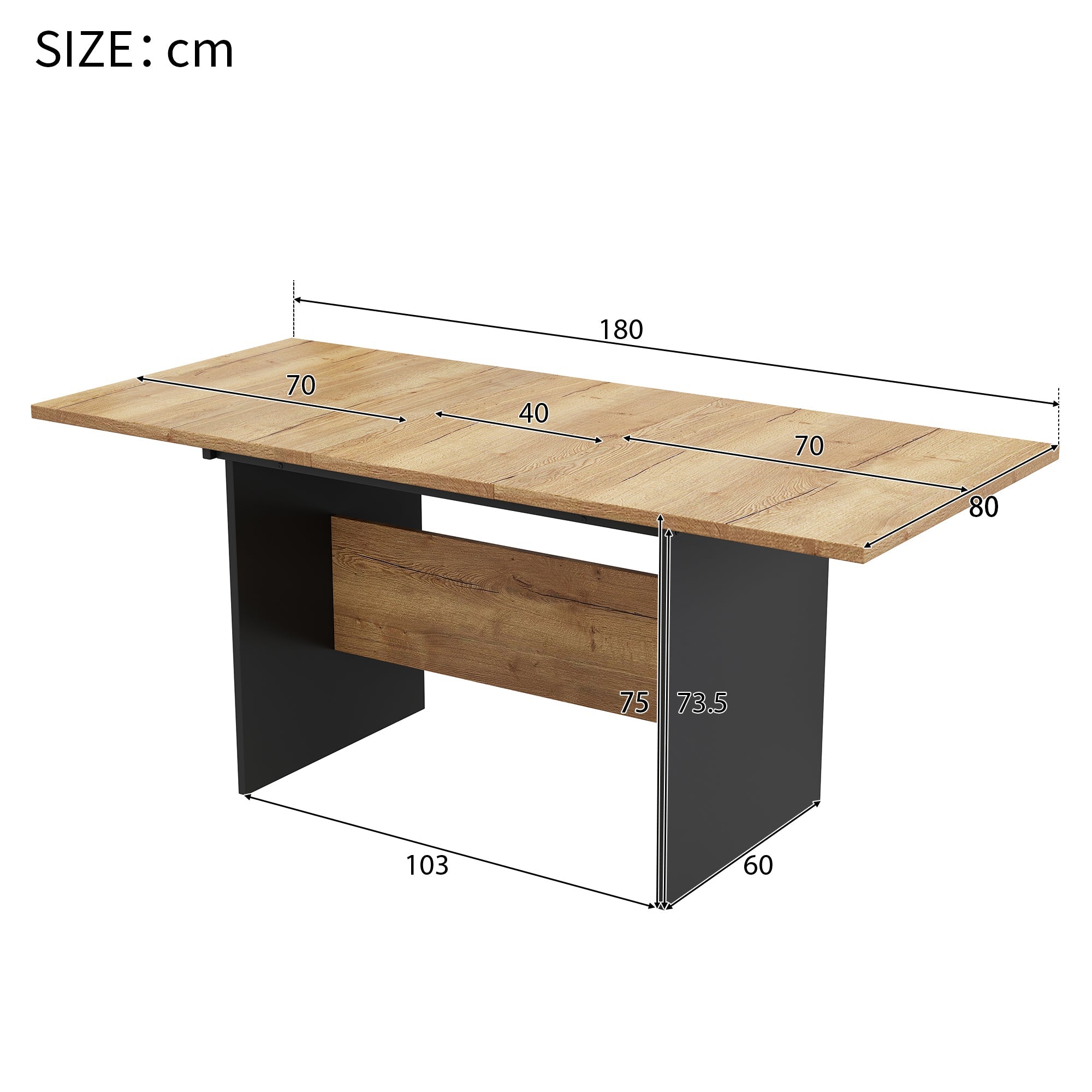 Logidon uitschuifbare eettafel 140/180x80 cm zwart walnoot MDF