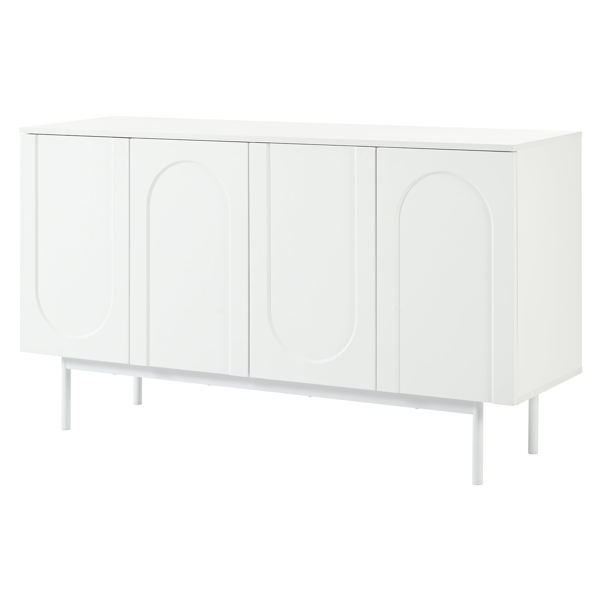 Logidon dressoir zuiver wit met 4 deuren in boogpatroon 140x42x80 cm