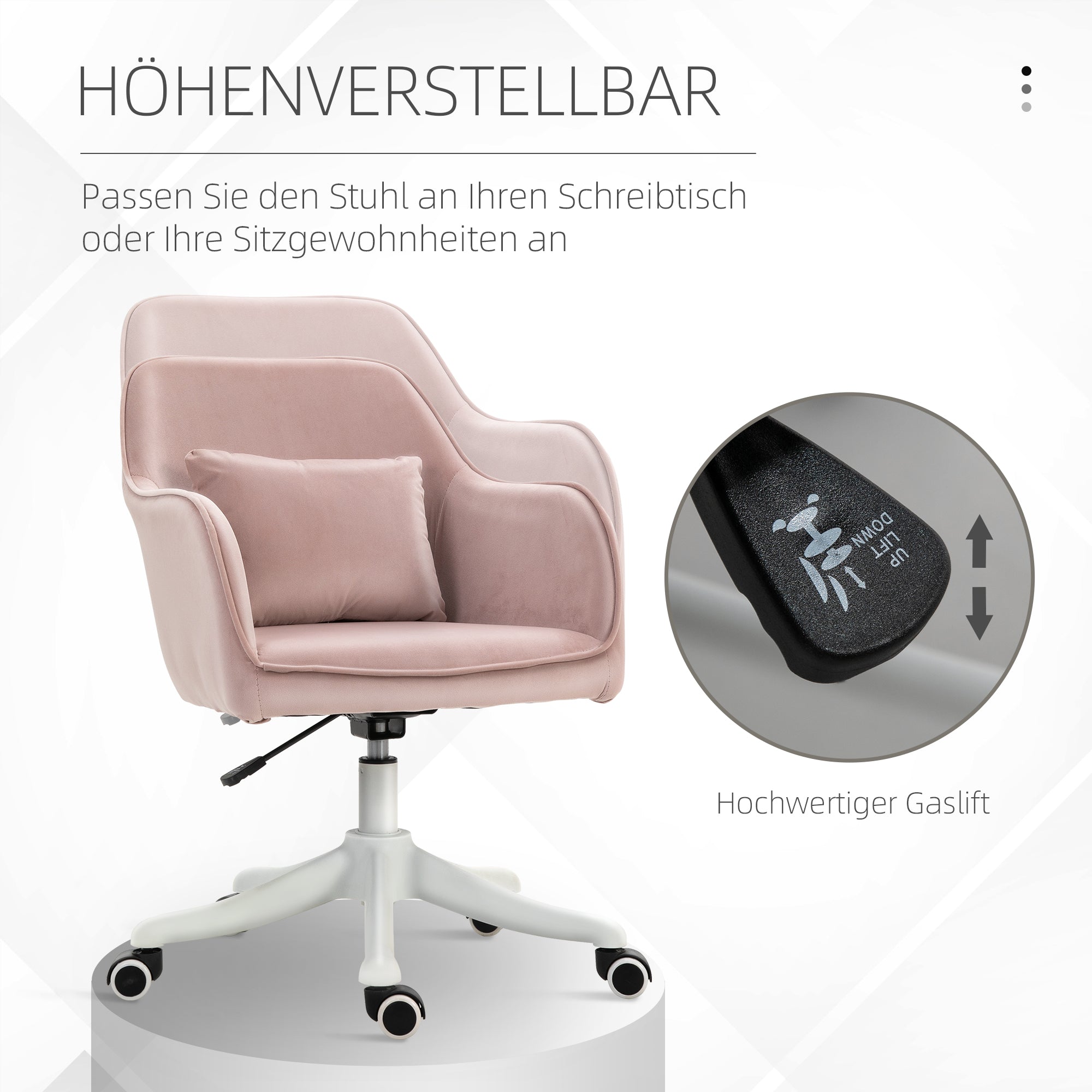 Logidon massagebureaustoel roze fluweel met trilfunctie