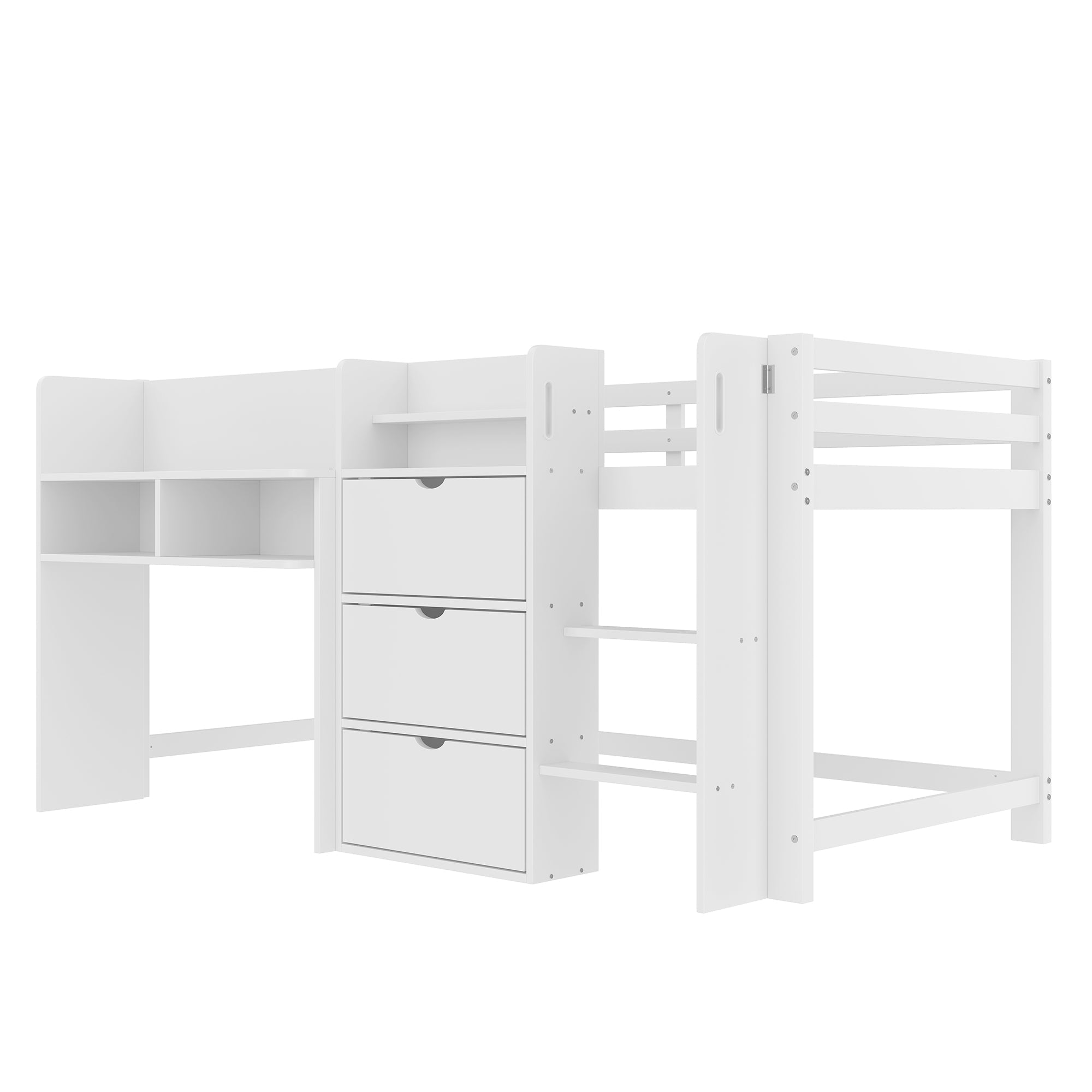 Logidon halfhoogslaper 90x200 cm wit opbergruimte entertainment