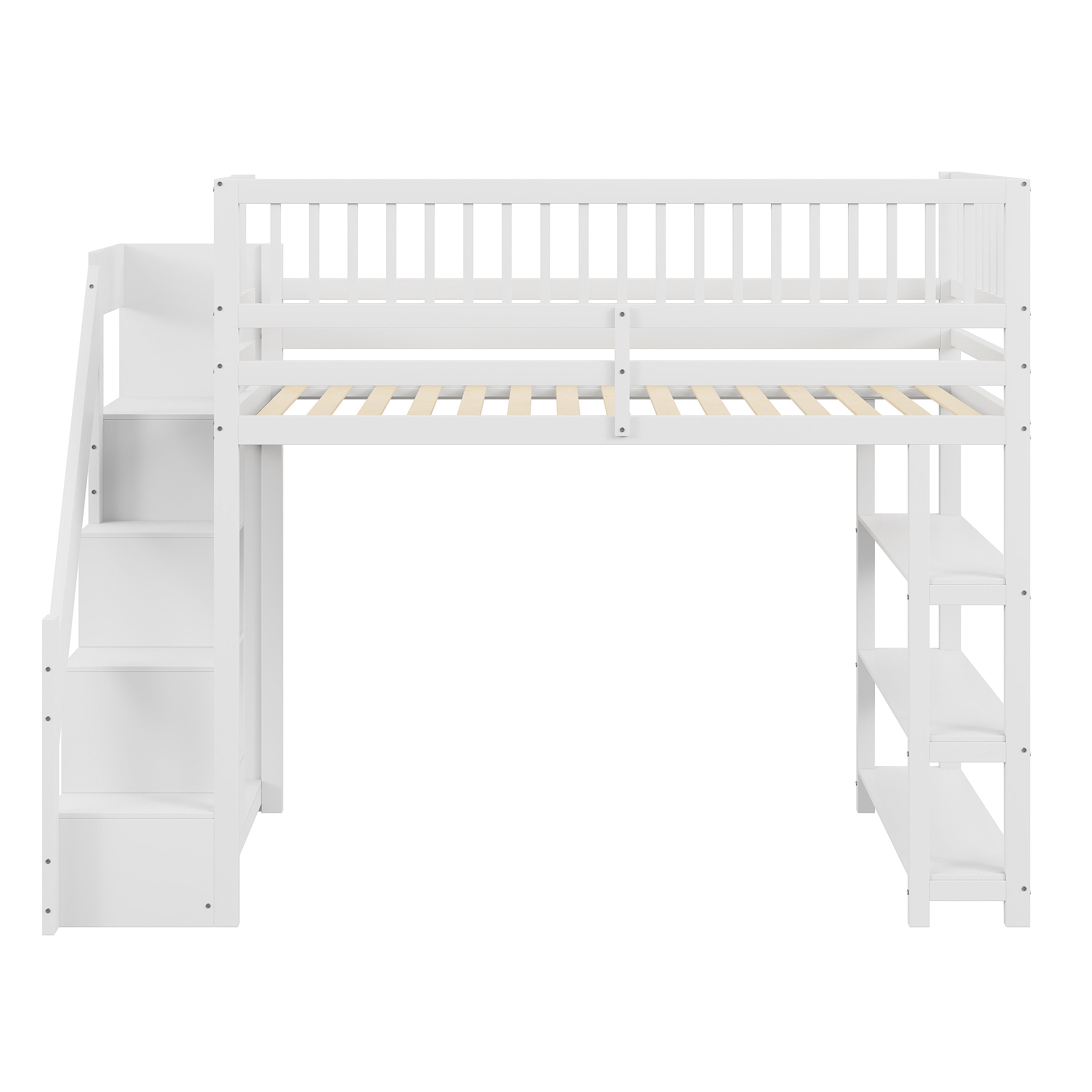 Logidon hoogslaper 90x200 met kledingkast en opbergruimte wit
