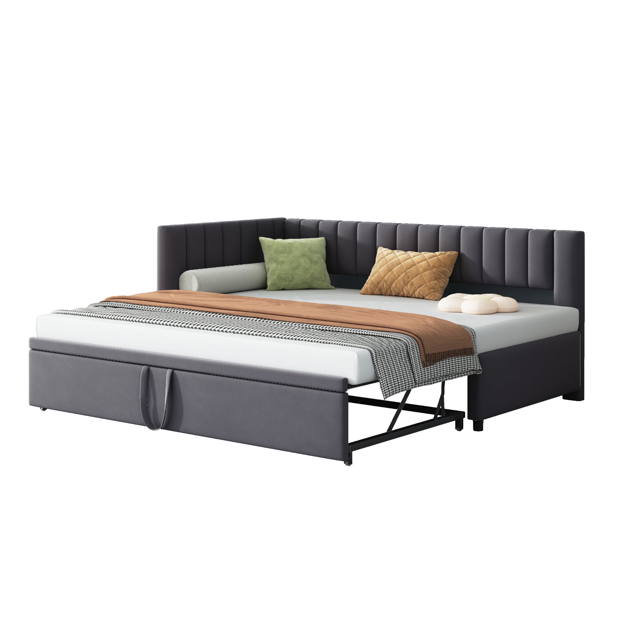 Logidon sofa bed L shape with pull-out bed 90/180x200 cm velvet gray