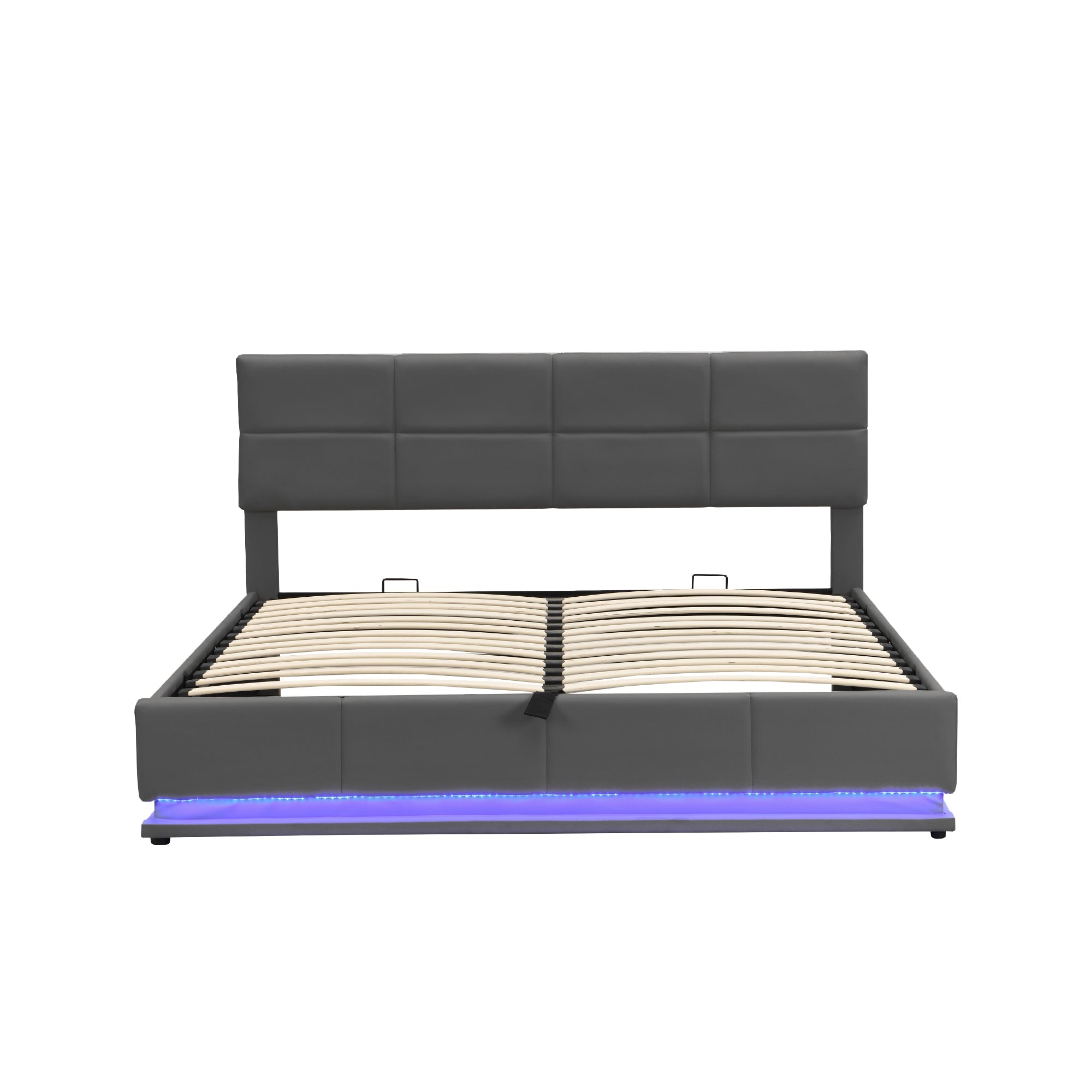 Logidon gestoffeerd bed 180x200 grijs met LED lichtstrip opbergruimte