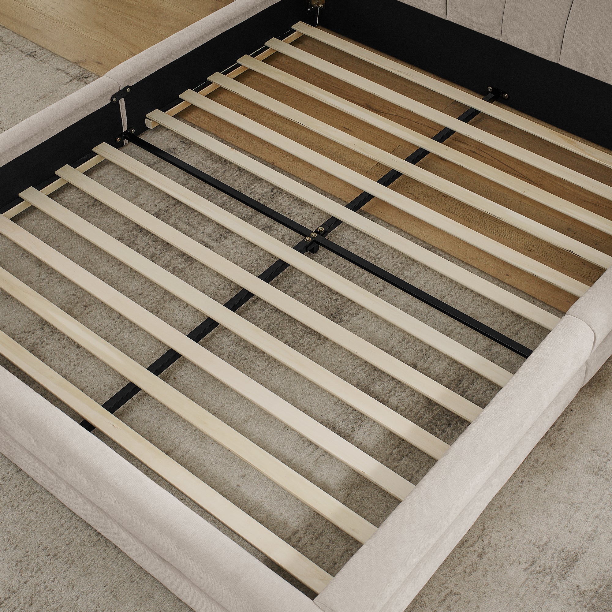 Logidon tweepersoonsbed 160x200 cm beige chenille comfortabel hoofdbord