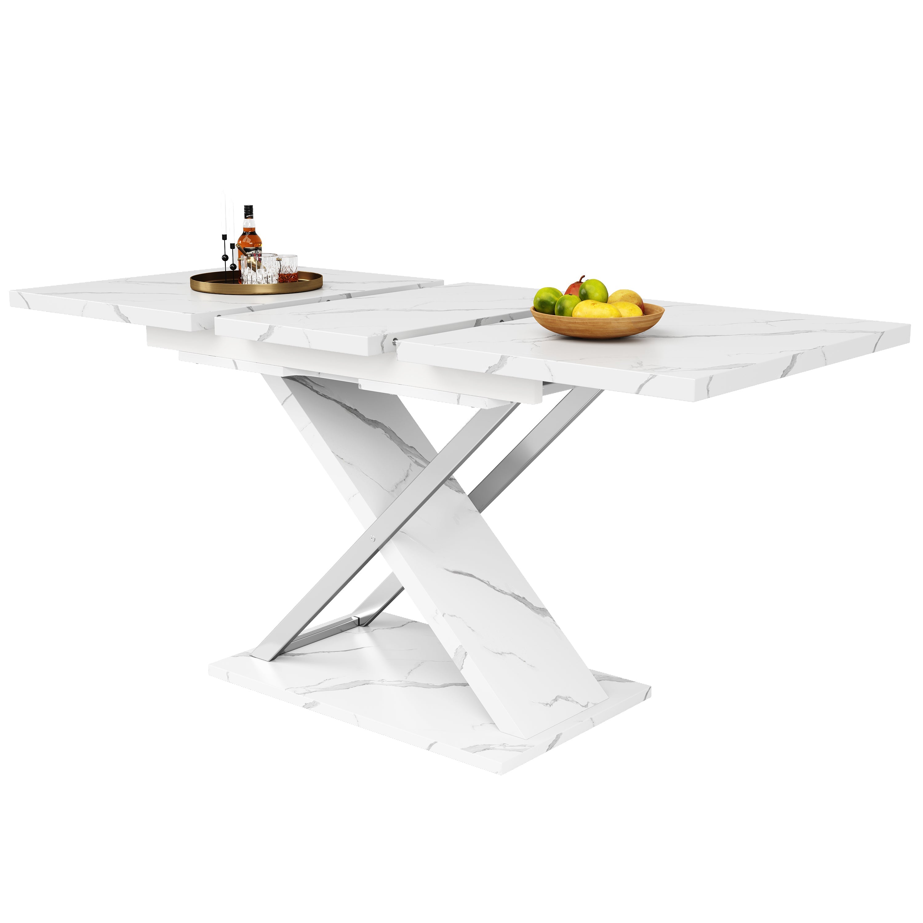 Logidon Uitschuifbare eettafel wit 118-157 cm met gekruiste poten