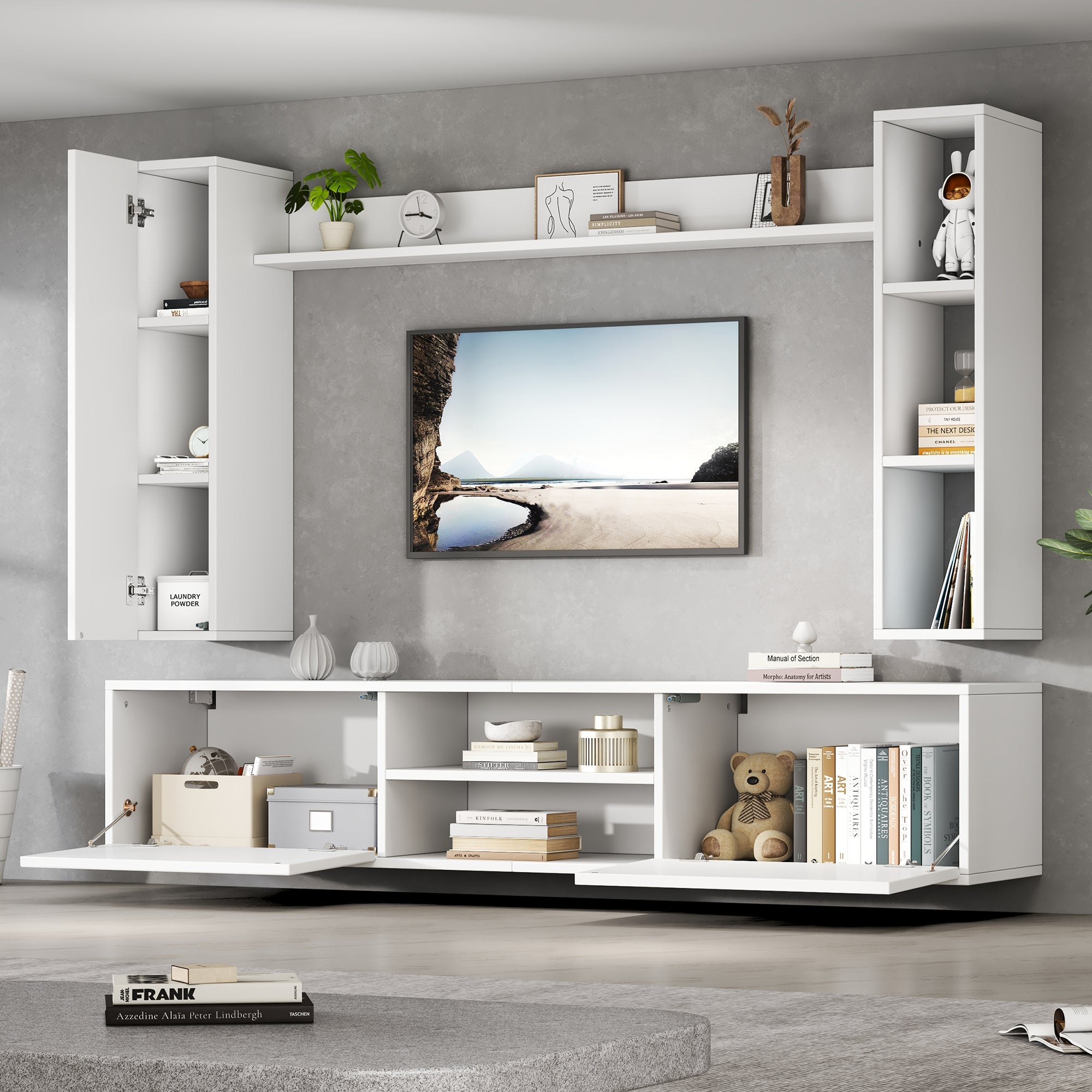 Logidon TV wandmeubel wit 180x35x33,5 cm compleet 4 delen