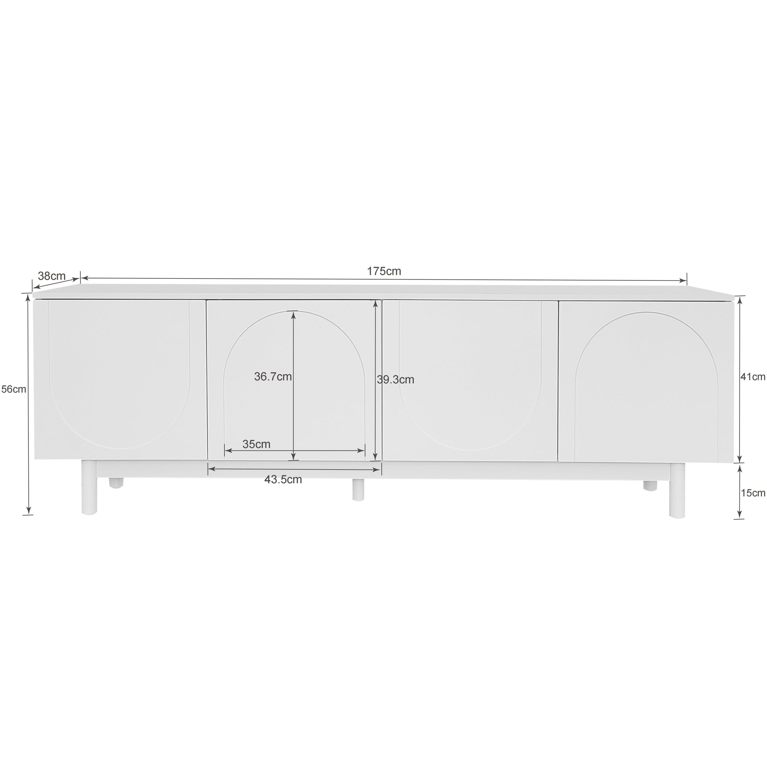 Logidon Lichtgewicht lowboard tv-meubel in luxe stijl wit 175 cm