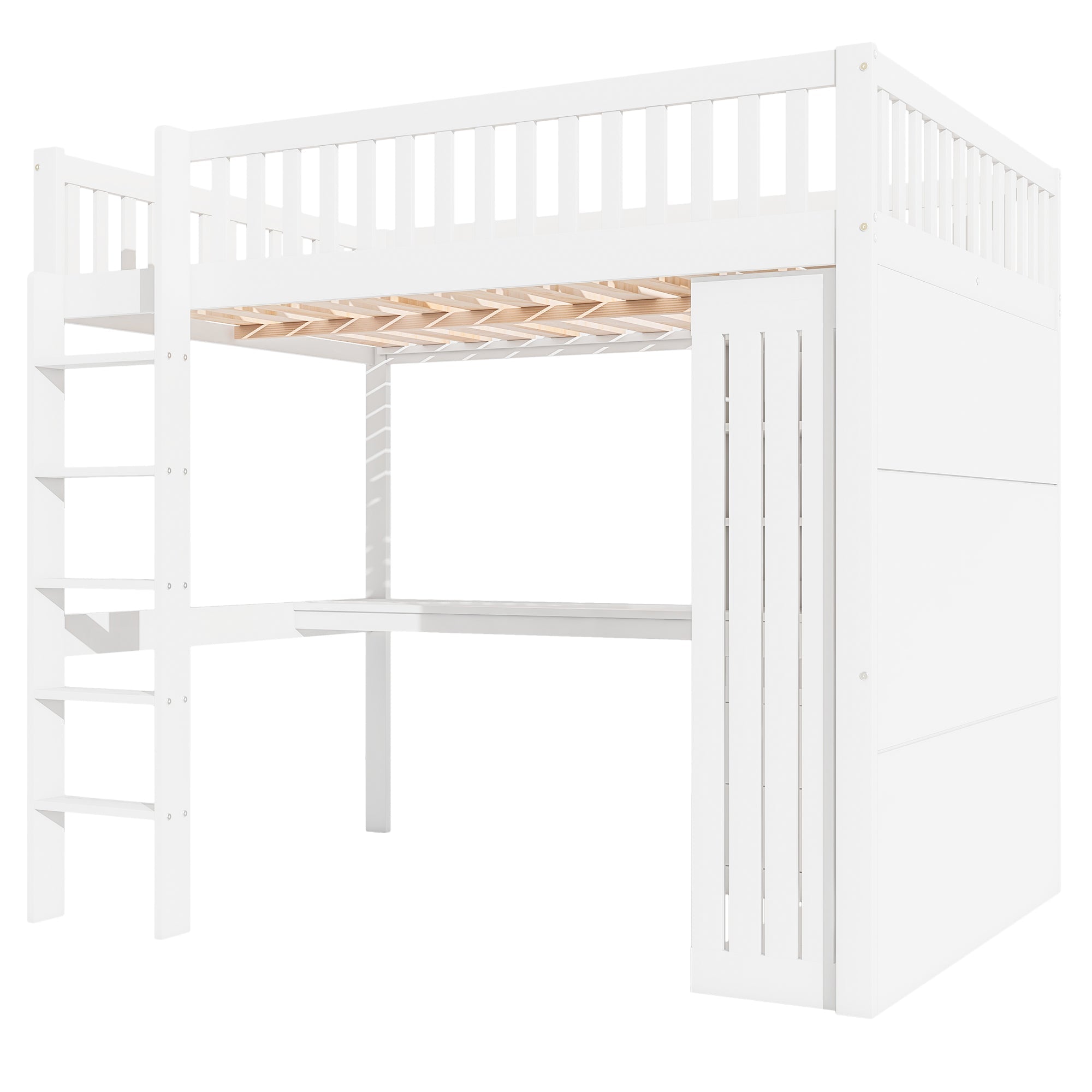 Logidon hoogslaper 140x200 wit met bureau kledingkast trap