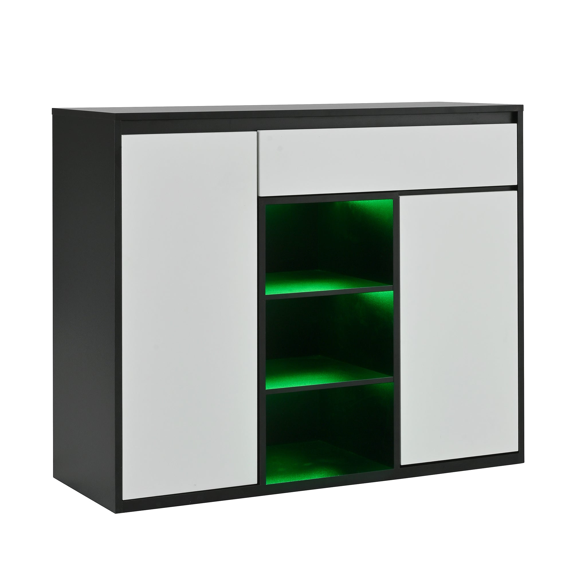 Logidon Shoe Cabinet Black White Two Doors Adjustable Shoe Rack